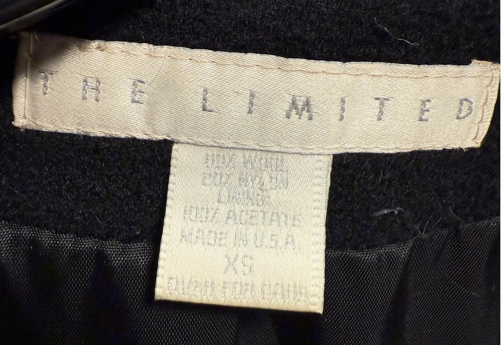 Designer Vintage THE LIMITED Wool Trench Coat Black Gold Buttons XS Size XS / US 0-2 / IT 36-38 - 2 Thumbnail