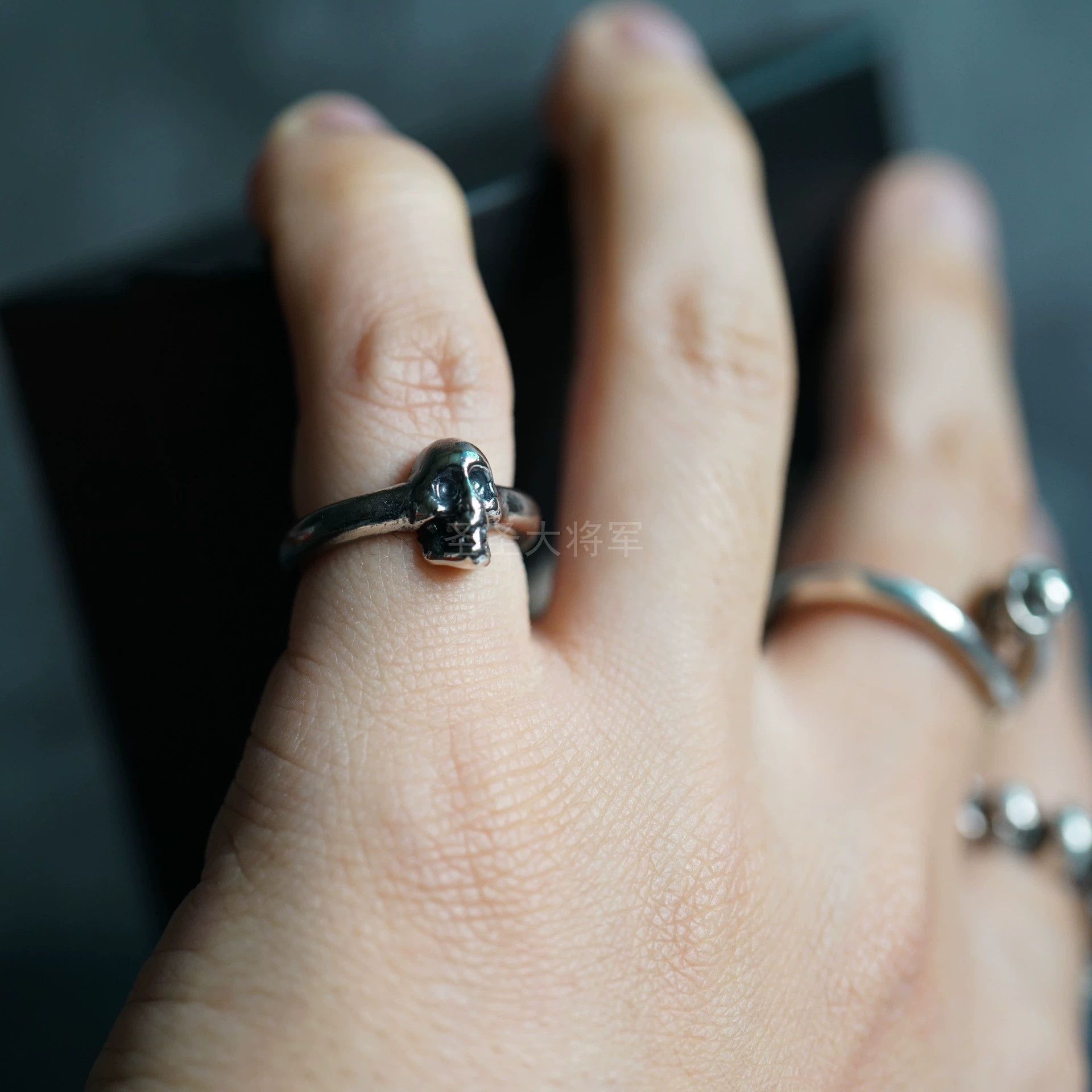 Chin Teo Silver Skull Ring Size ONE SIZE - 5 Thumbnail