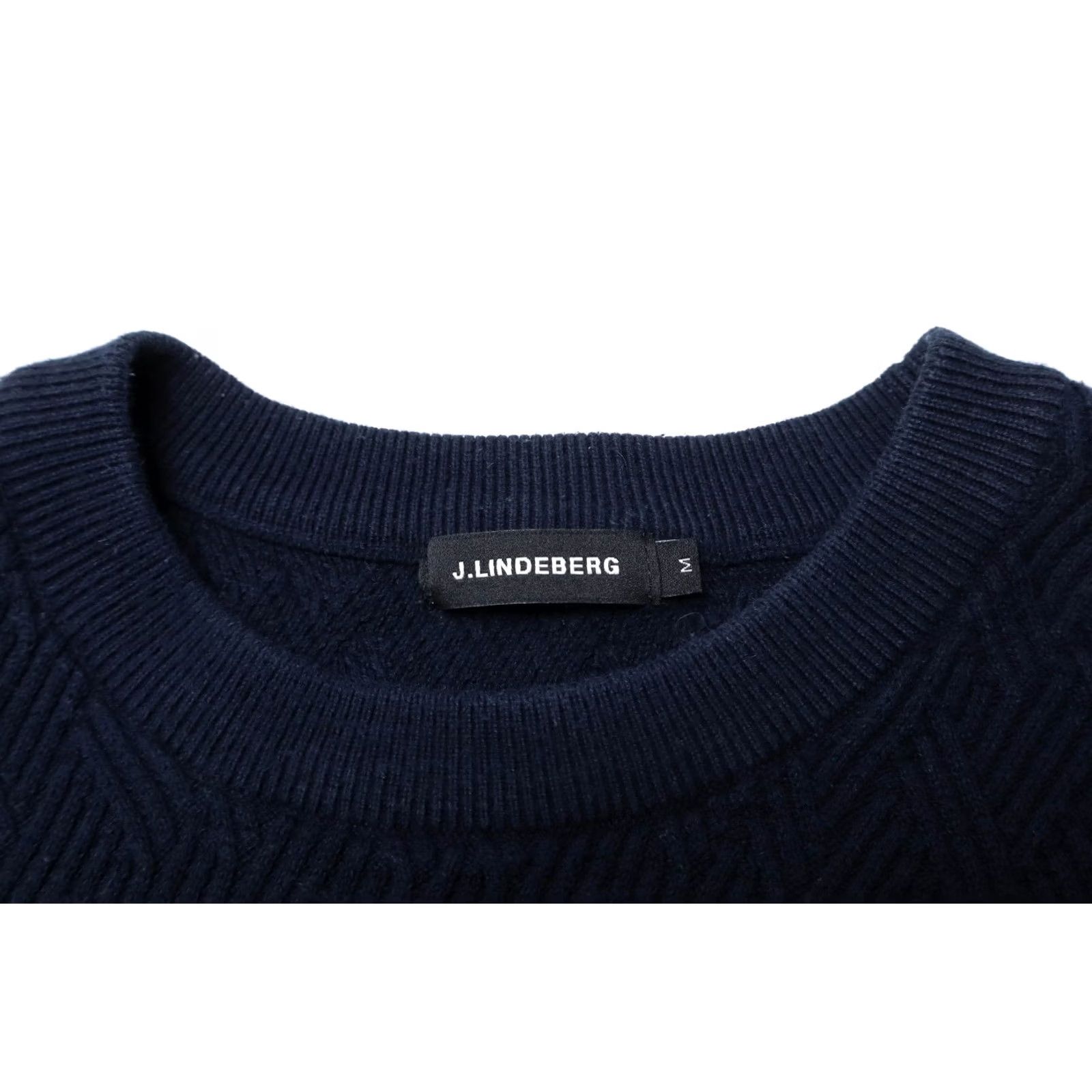 J.Lindeberg J. Lindeberg Harring Basket Cable Jumper Men's MEDIUM Navy Blue Crew Neck Pullover Knit Shirt Size US M / EU 48-50 / 2 - 7 Thumbnail