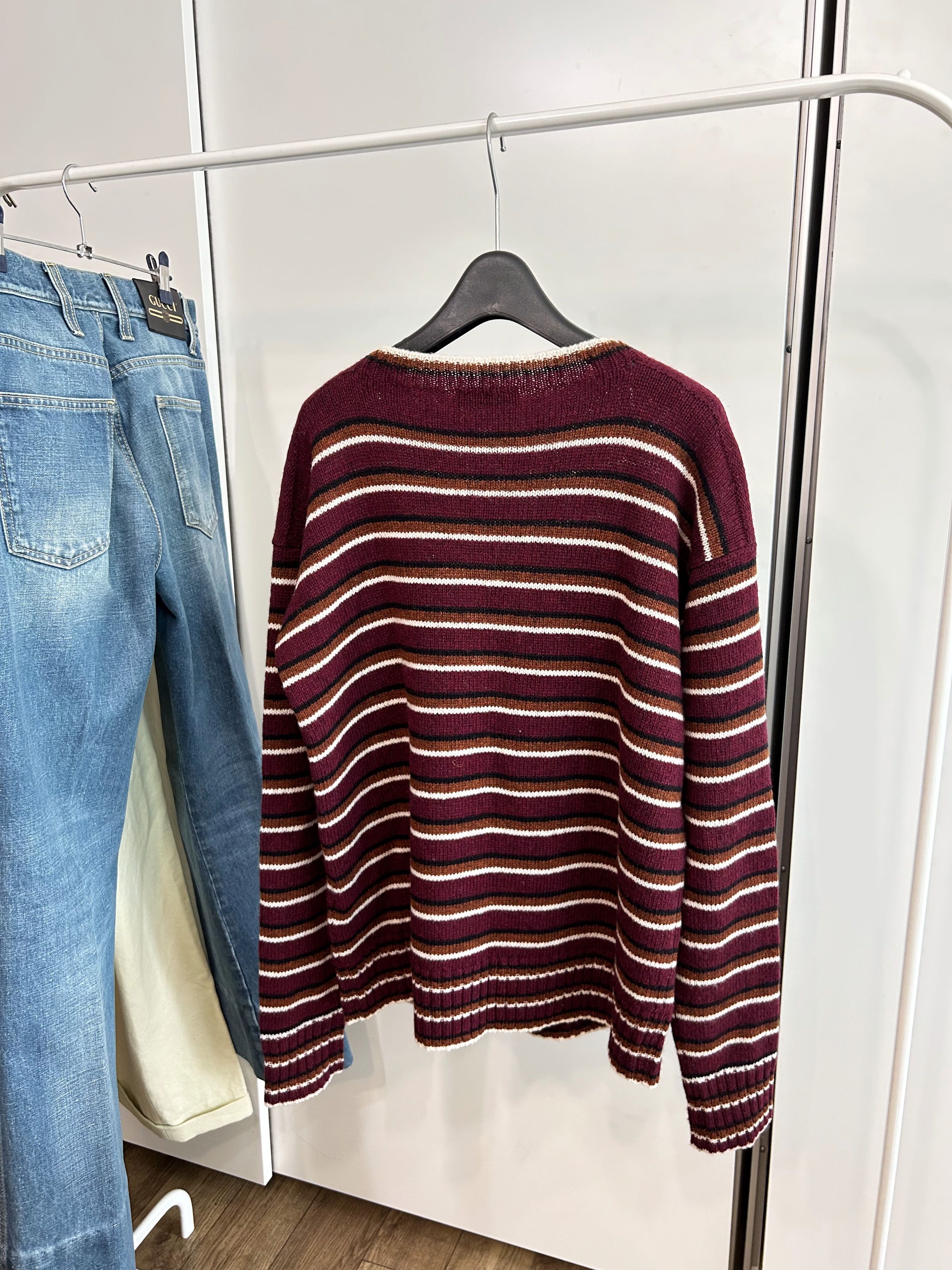 Prada PRADA Multi Pinstripe Knit Pullover Size US M / EU 48-50 / 2 - 6 Thumbnail