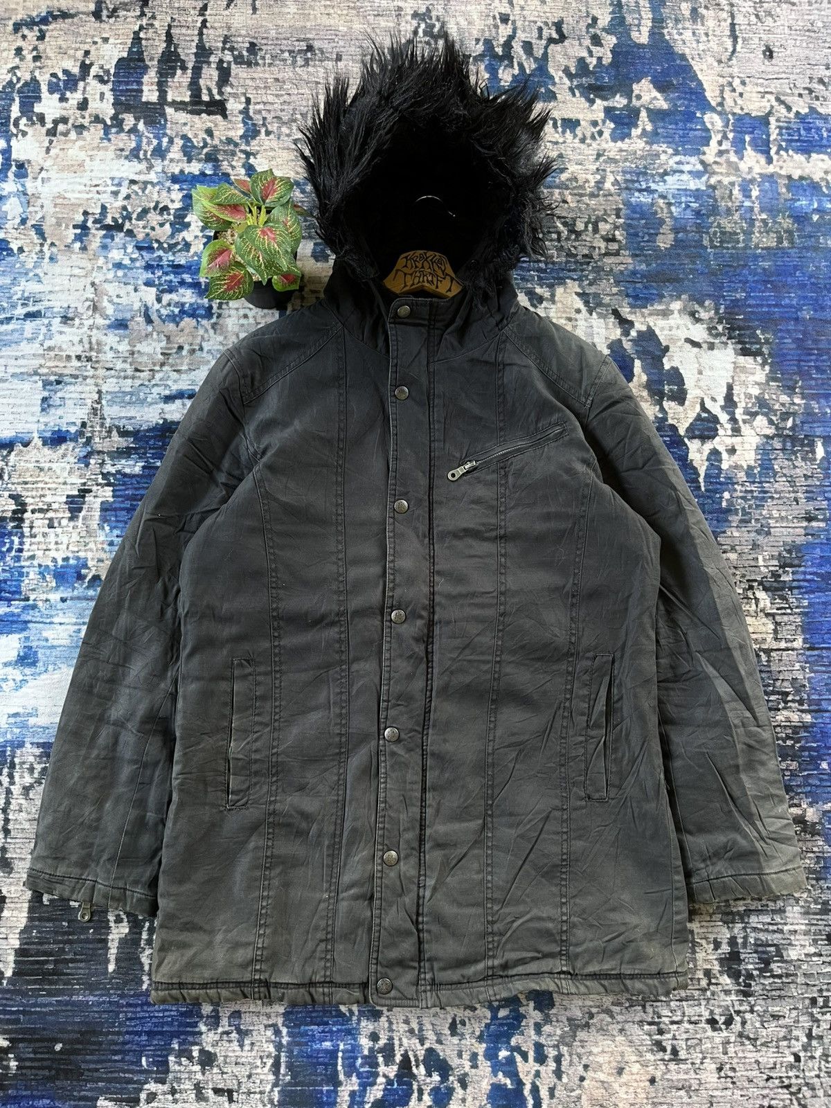 Vintage × Von Dutch Vintage Von Dutch Mohair Hoodie Button Jacket Size US L / EU 52-54 / 3 - 1 Thumbnail
