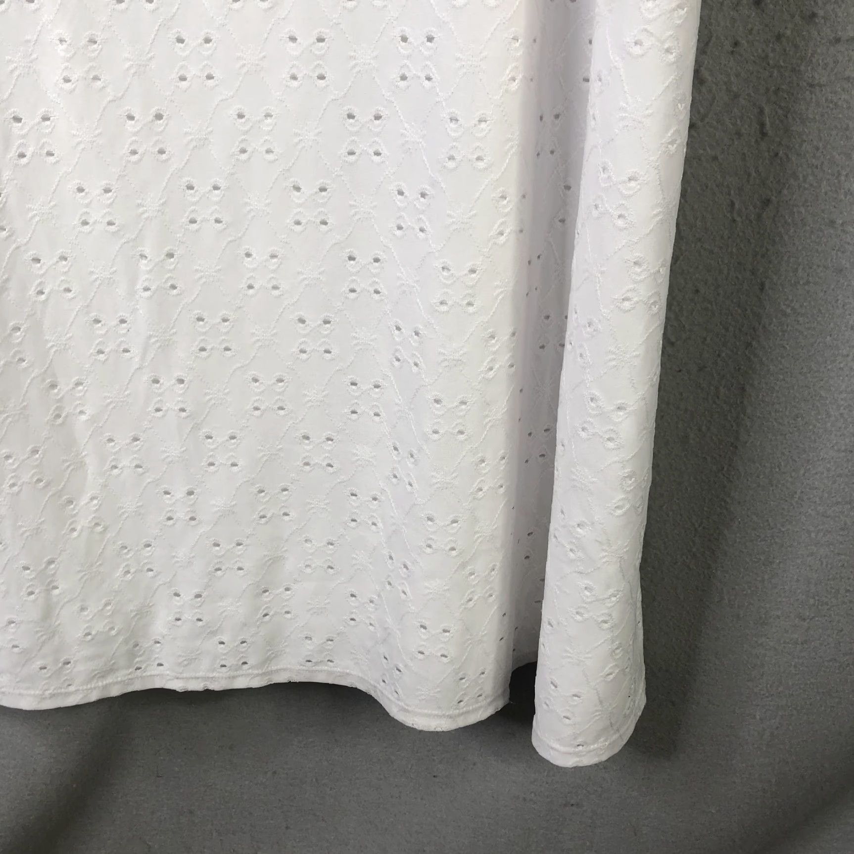 Vintage Catherines Dress Womens 1X White Eyelet Lace Midi Fit Flare Bell Sleeve Boho Size XL / US 12-14 / IT 48-50 - 7 Thumbnail