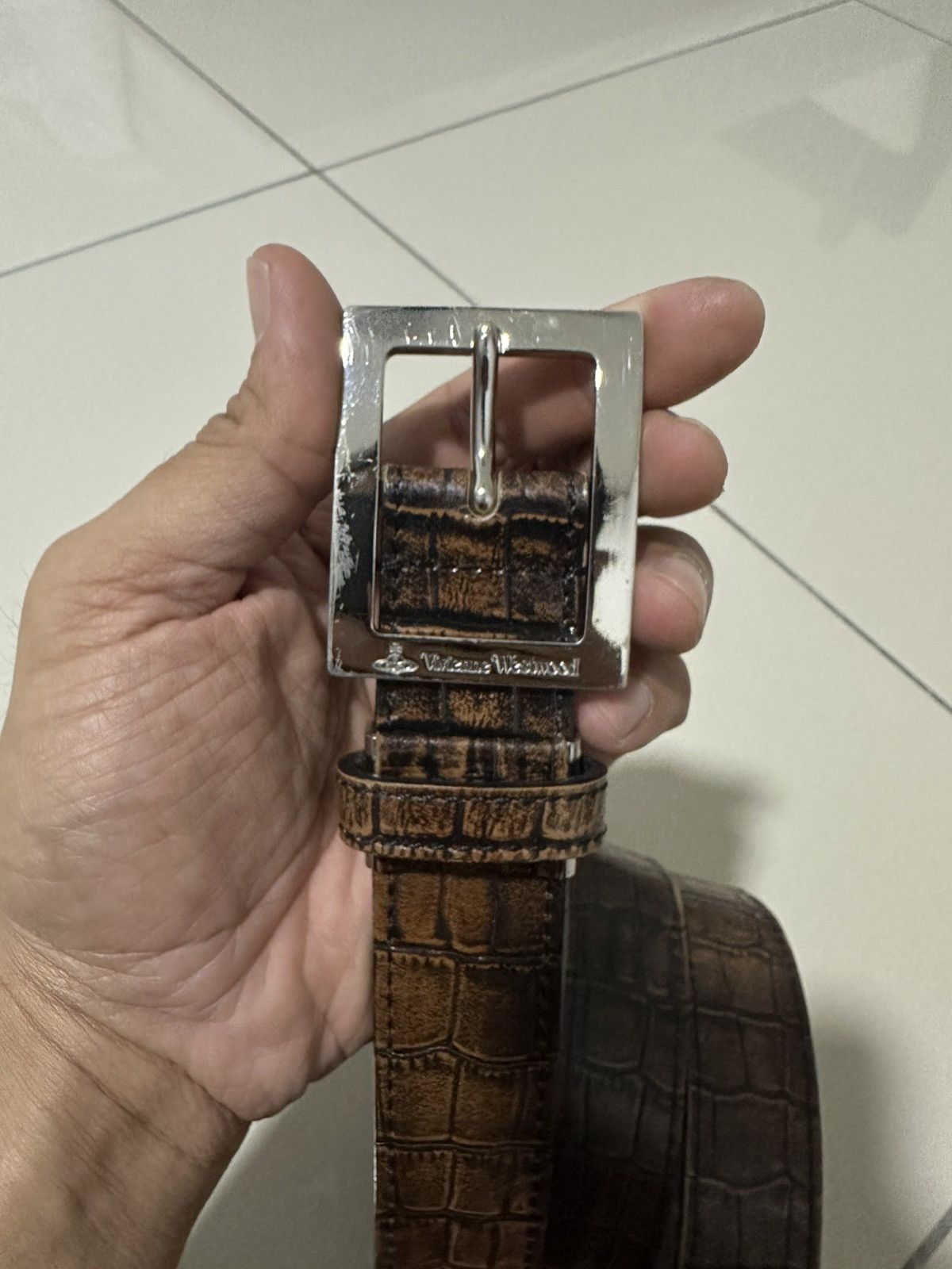 Vivienne Westwood Buckle Crocodile Leather Belt Design