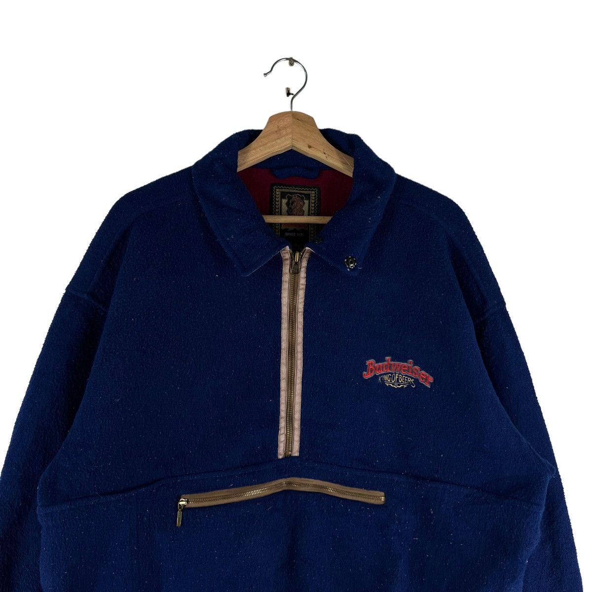 Budweiser 🔥VINTAGE FLEECE JACKET ANORAK PULL OVER BUDWEISER BEER Size US L / EU 52-54 / 3 - 2 Thumbnail