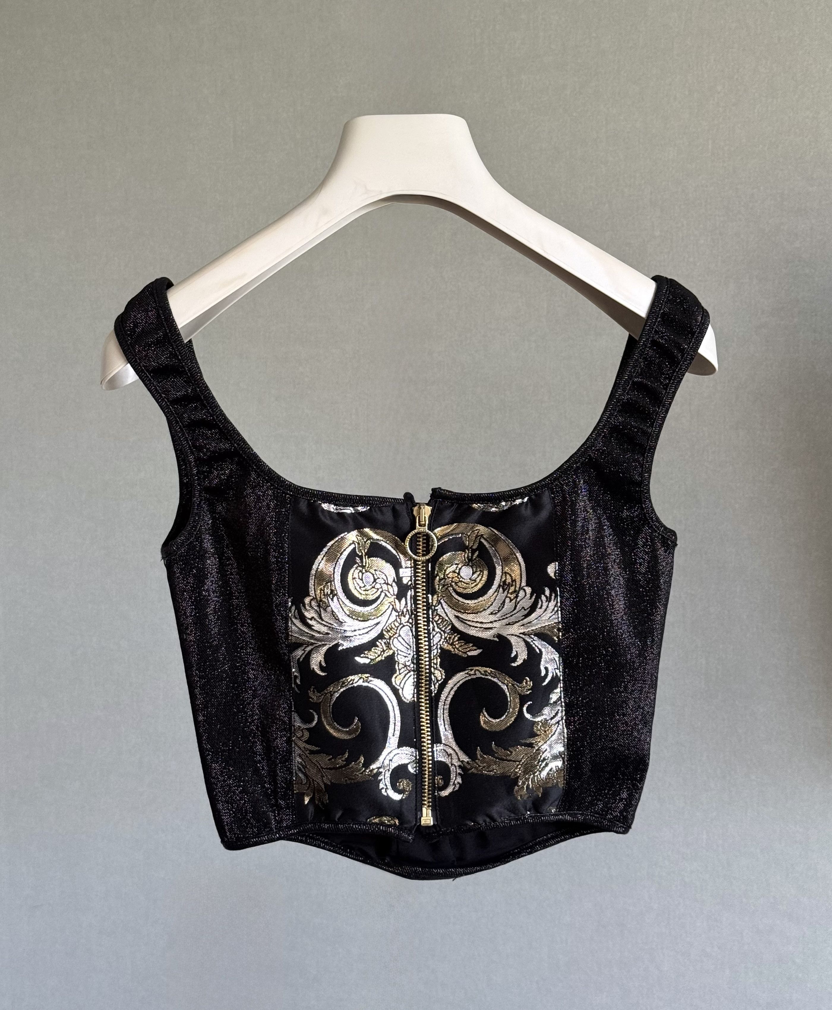 Versace Jeans Couture versace jeans metallic denim top w/ brocade Size XS / US 0-2 / IT 36-38 - 2 Thumbnail