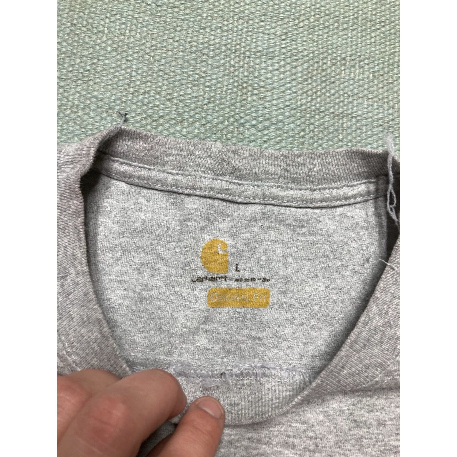 Carhartt Carhartt T-Shirt Long Sleeve Gray Logo Spell Out Workwear Cotton Men’s Large Size US L / EU 52-54 / 3 - 3 Thumbnail