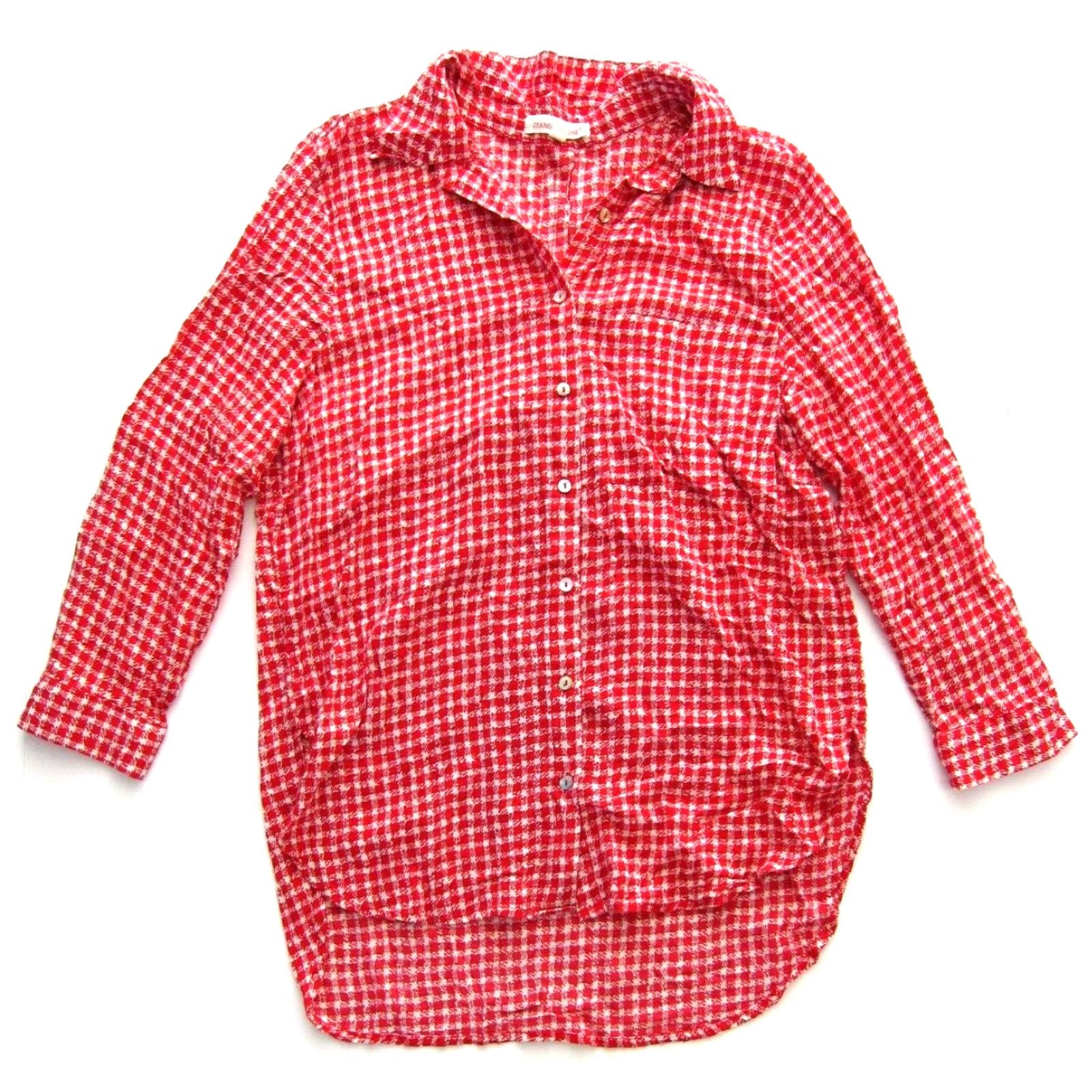 Vintage VINTAGE Grand & Greene Anthropologie Blouse Shirt Red Plaid 100% Rayon S Womens Buttons Down Long Sleeve Collared Size S / US 4 / IT 40 - 2 Thumbnail