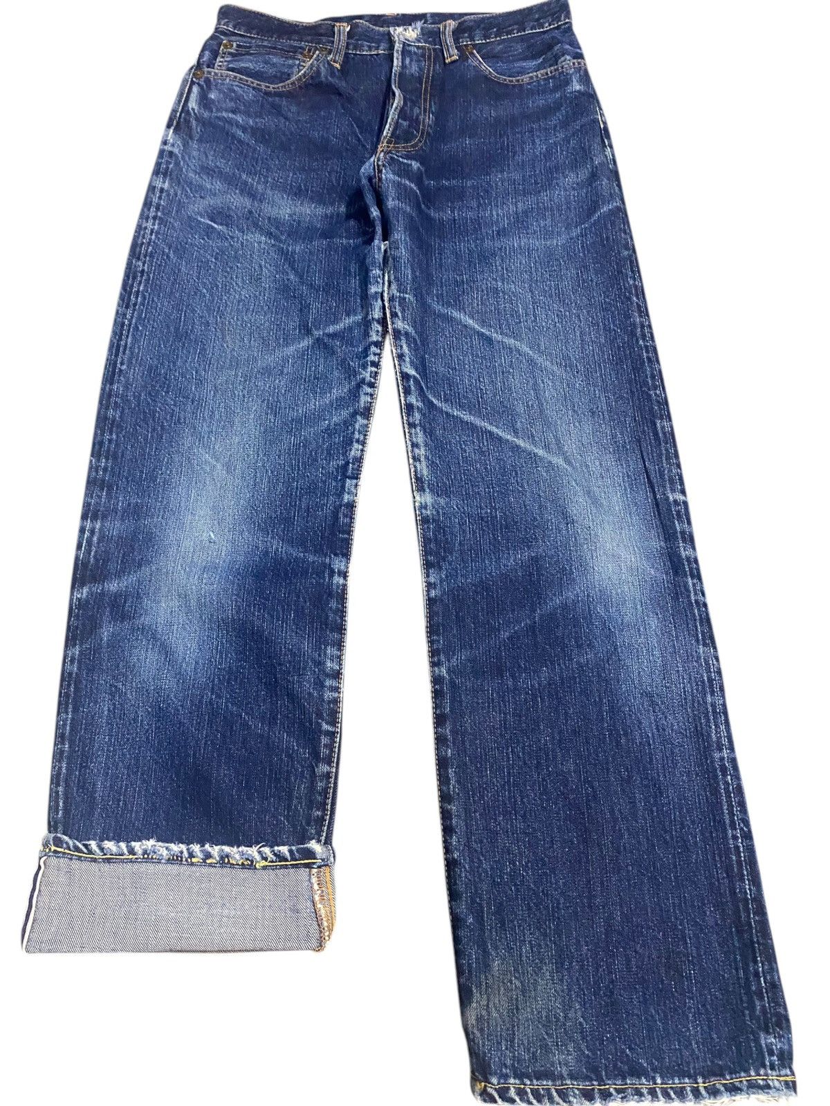 Japanese Brand Vintage Nylon Blue Wash Distressed Loose Jeans Size US 29 - 1 Thumbnail