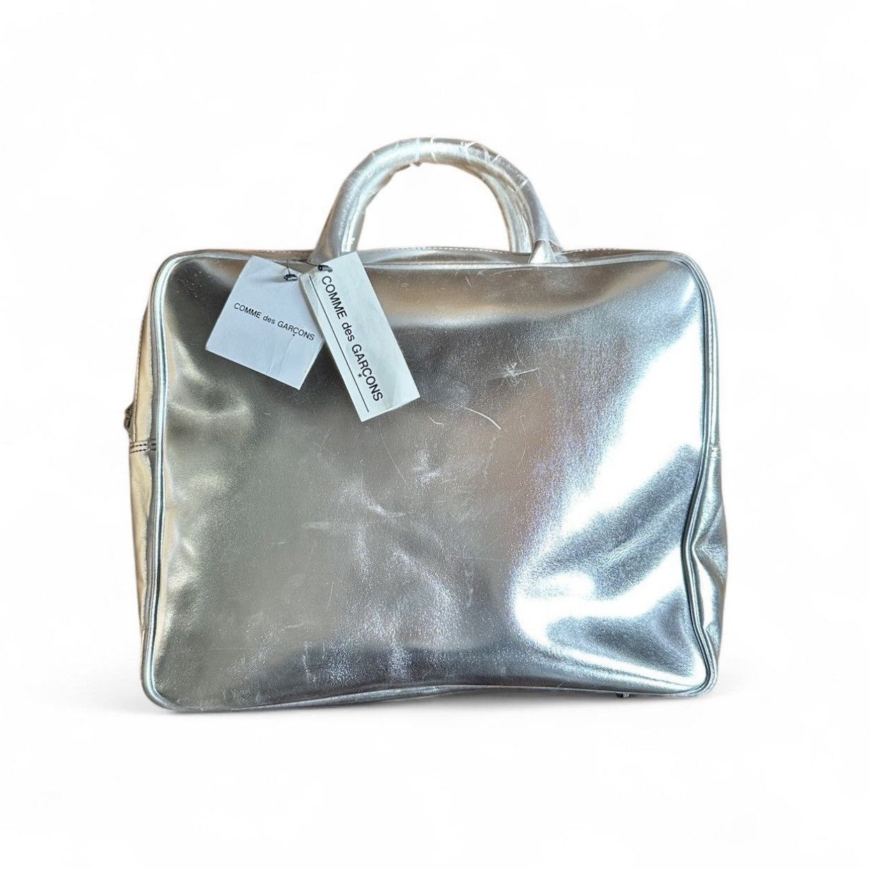 Comme des Garcons Comme des Garçons Aoyama Square Bag – Silver Cowhide Leather Size ONE SIZE - 2 Thumbnail