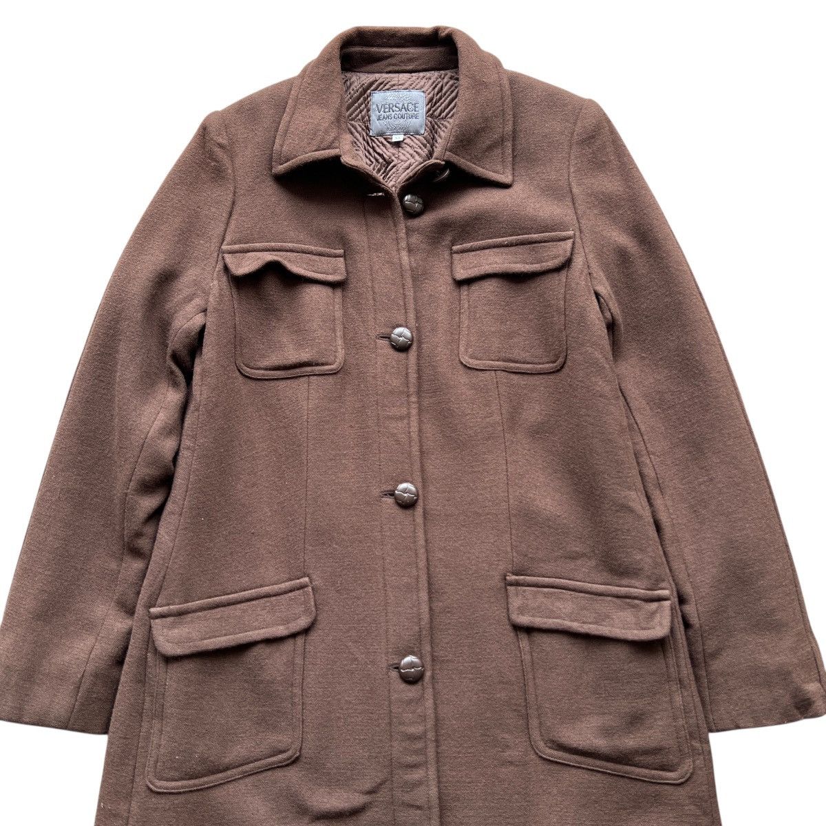 Versace 🔥 RICH BROWN VERSACE JEANS COUTURE OVERCOAT MADE IN ITALY Size US S / EU 44-46 / 1 - 5 Thumbnail