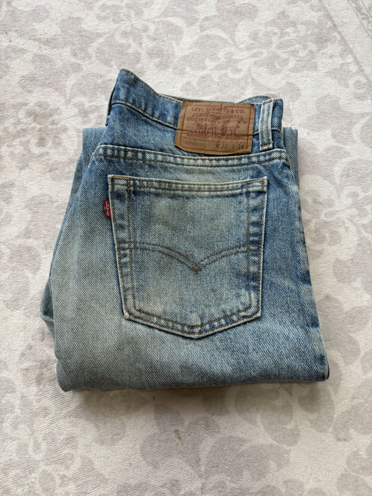 Levi's Vintage Clothing 90’s Levi's 510 Stone Washed/Light Indigo Denim Jeans Size US 32 / EU 48 - 20 Thumbnail