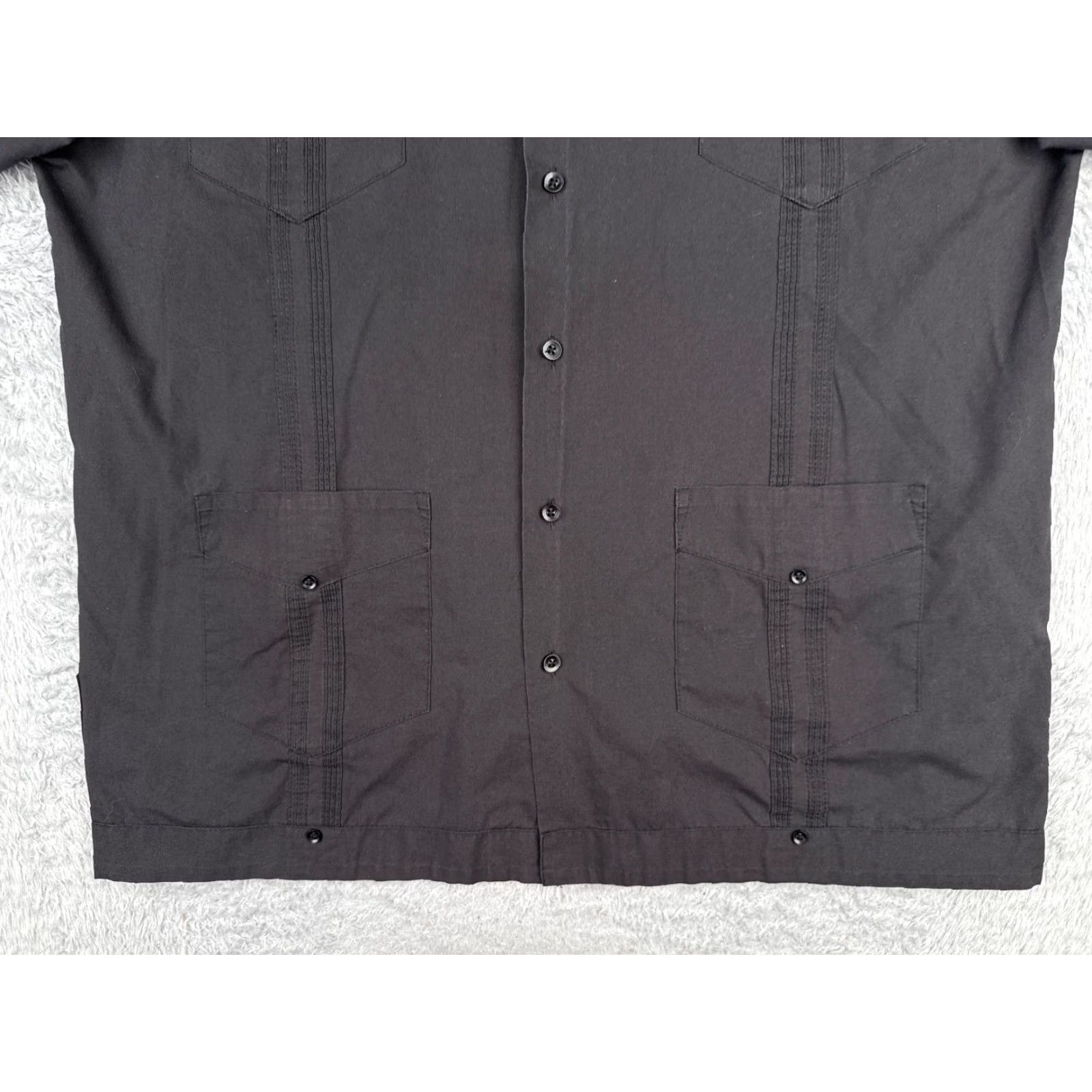 Vintage VINTAGE Solero Guayabera Shirt Adult XL Black Polyester Blend 4 Pocket Button-Up Short Sleeve Mens Size US XL / EU 56 / 4 - 5 Thumbnail