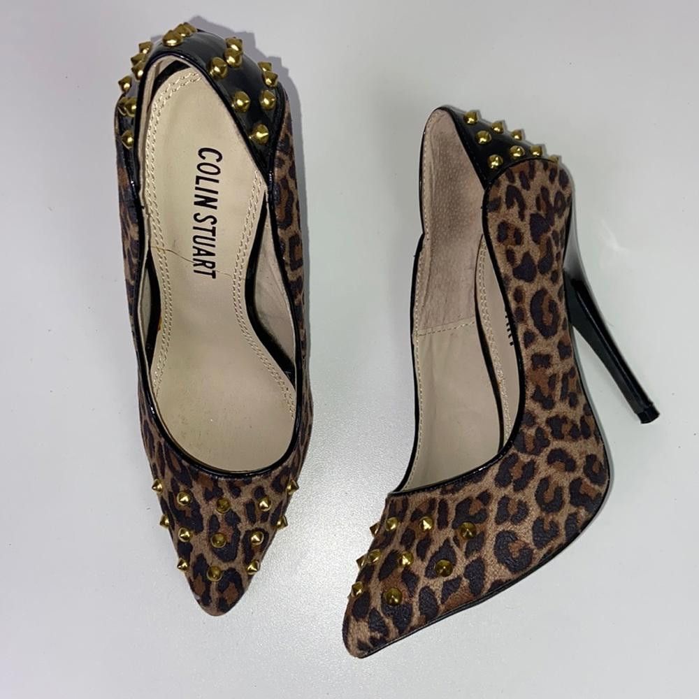 Designer ]Colin Stuart l Leopard Print Pumps W/ Gold Studs 6 Size US 6 / IT 36 - 1 Thumbnail