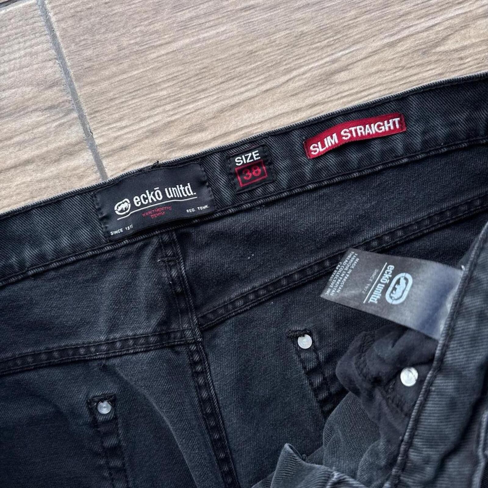 Ecko Unltd. Y2K Ecko Unltd. Slim Straight 00s Black Denim 00s Jeans Size US 38 / EU 54 - 4 Thumbnail
