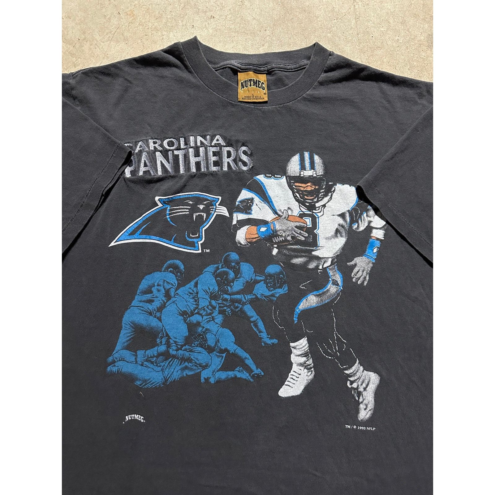 NFL × Nutmeg × Vintage Vintage Carolina Panthers 1993 Nutmeg Graphic T Shirt Large Size US L / EU 52-54 / 3 - 2 Thumbnail