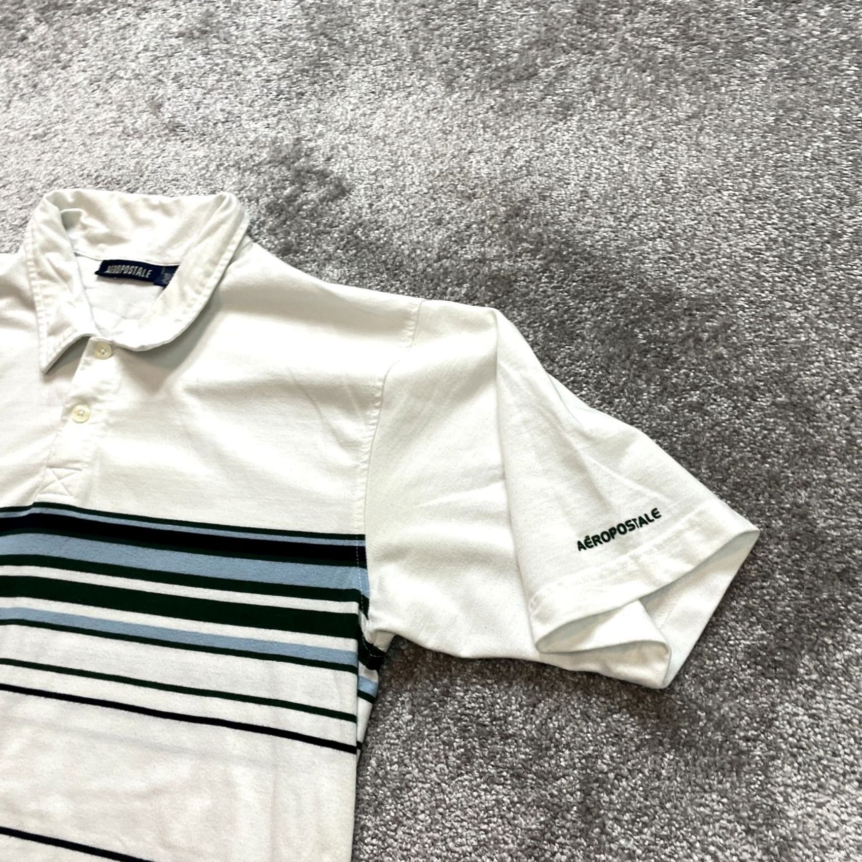 Vintage VINTAGE Aéropostale Polo Shirt Mens L White Striped Logo Golf Rugby Preppy Vintage Mens L White Polo Size US L / EU 52-54 / 3 - 7 Thumbnail