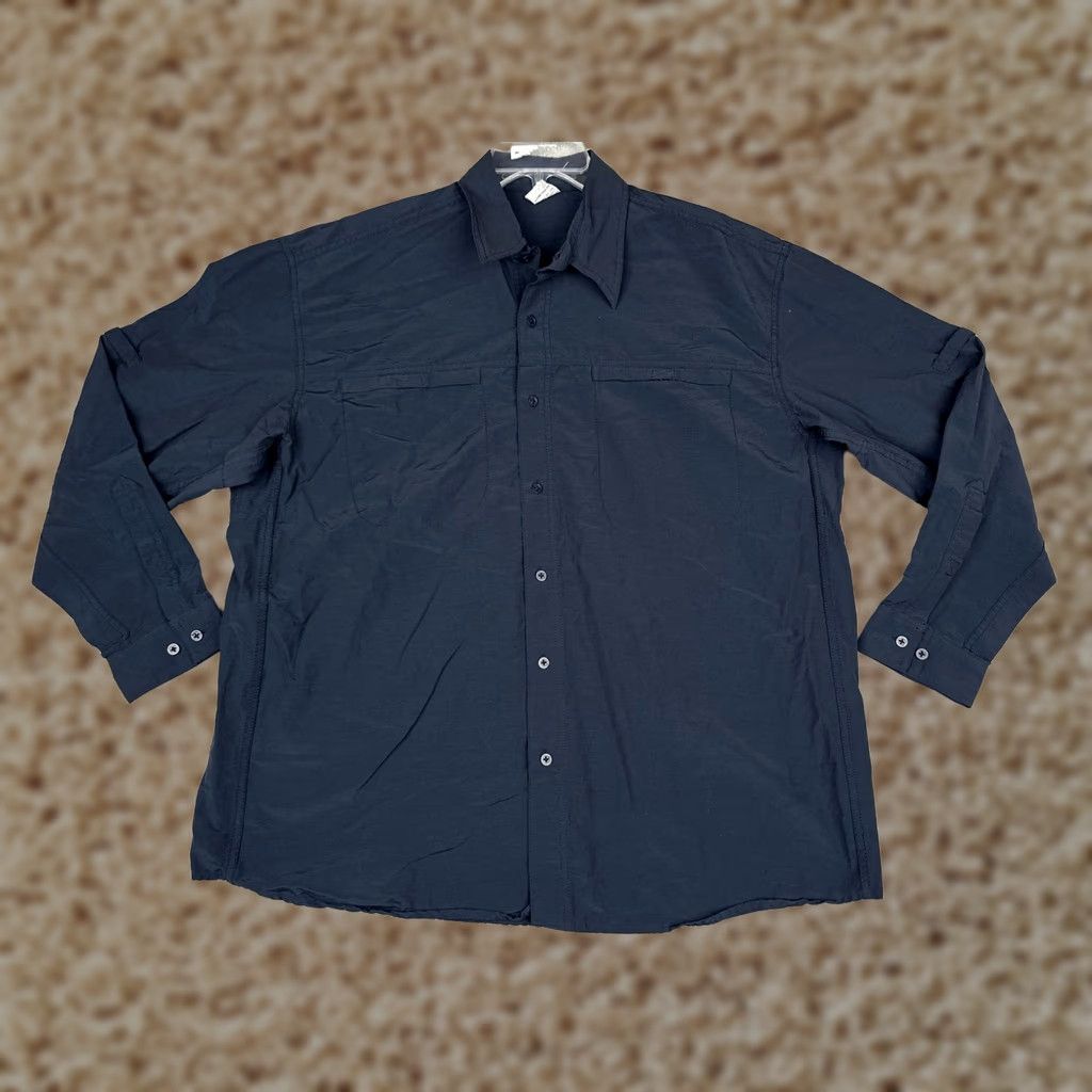 Vintage Shirt Mens XL Blue Long Sleeve Button Up Lightweight Pockets Outdoor Fishing Size US XL / EU 56 / 4 - 1 Thumbnail
