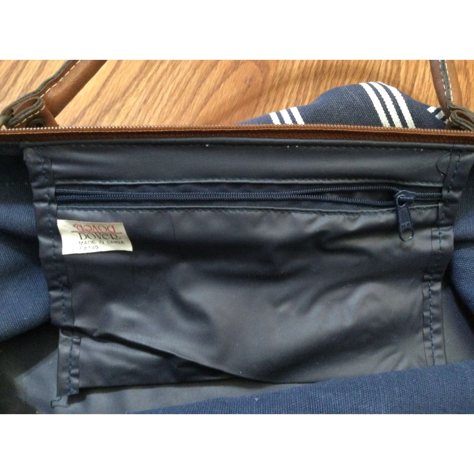 Vintage VINTAGE Dover Bag Oversize Tote Shoulder Blue Striped Handle or Shoulder Women 1970s Art Nouveau Mix Materials Blue Womens Bag Size ONE SIZE - 8 Thumbnail