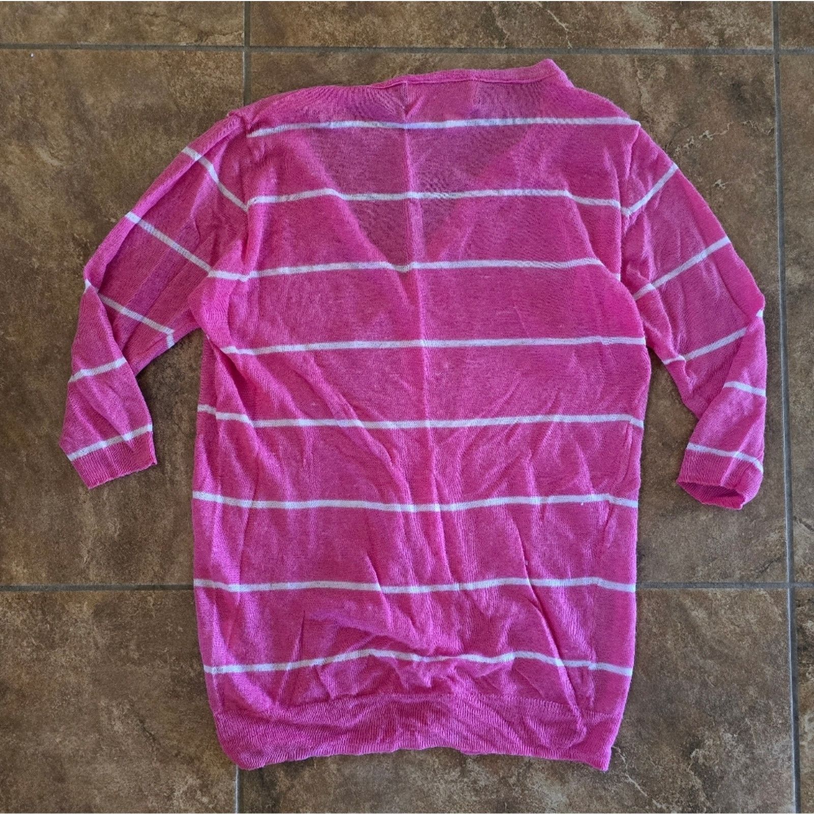 Other Pink Striped | BESTOW | Button Down Cardigan 3/4 Sleeve Size M / US 6-8 / IT 42-44 - 2 Thumbnail