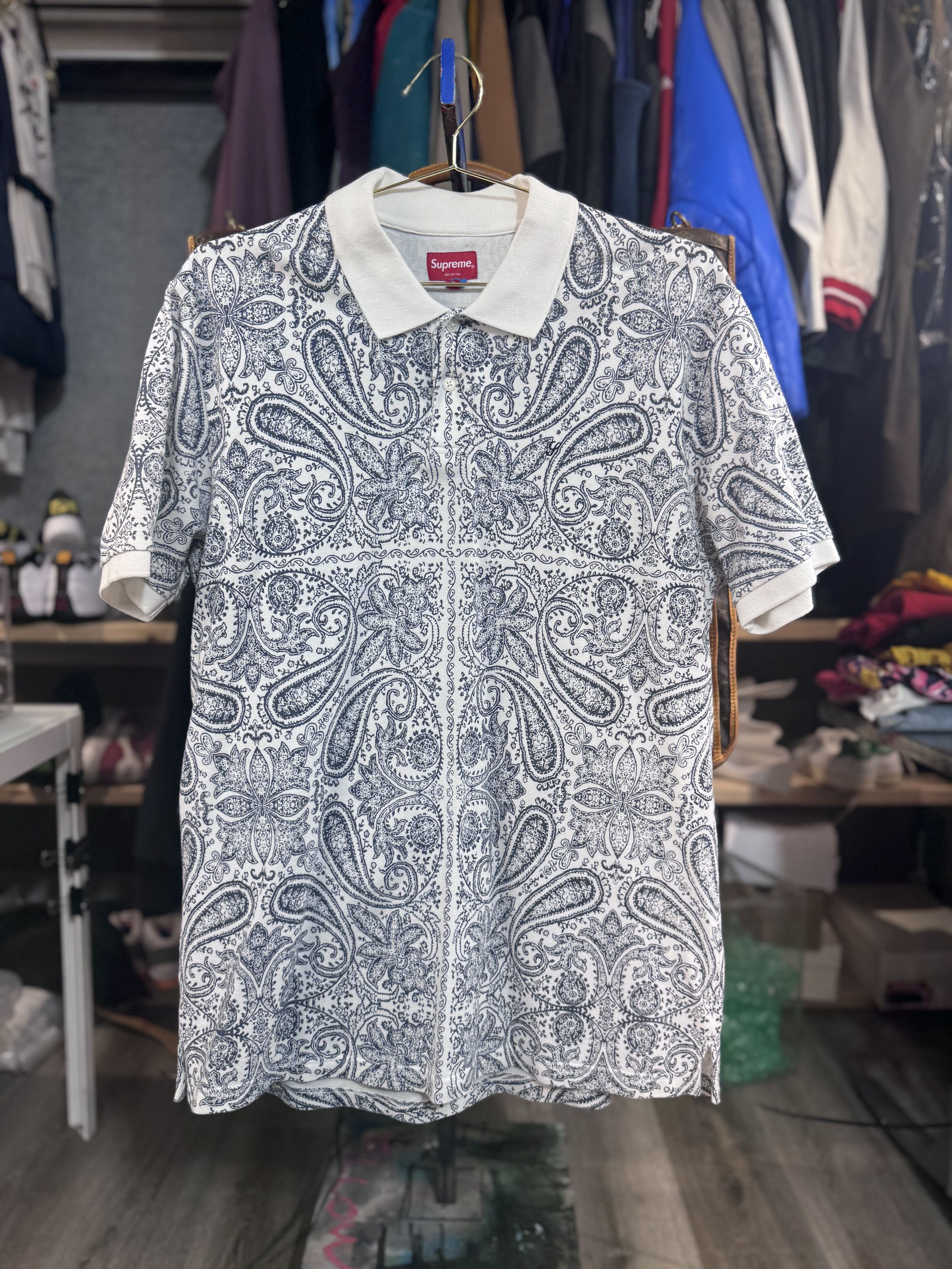 Lacoste × Supreme Supreme x Lacoste SS18 White Velour Polo | Grailed
