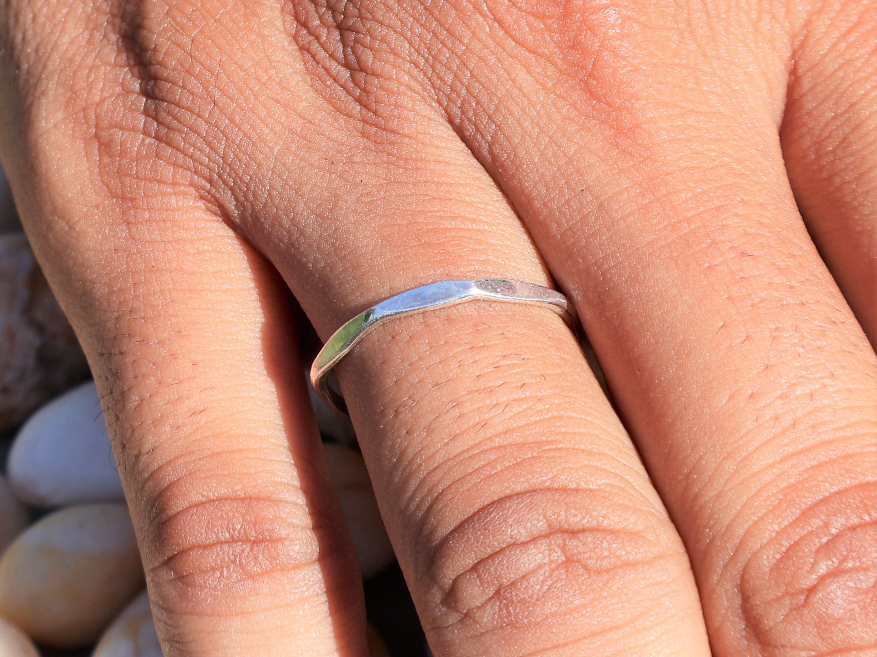 Handmade Silver Band Ring, Sterling Silver Band, Handmade Dainty Ring Size ONE SIZE - 7 Thumbnail