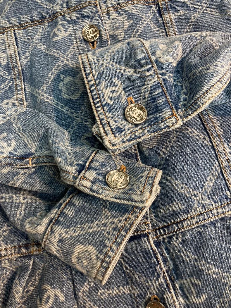 Chanel Chanel 23A blue camellia dark pattern lapel pleated denim Size XS / US 0-2 / IT 36-38 - 5 Thumbnail