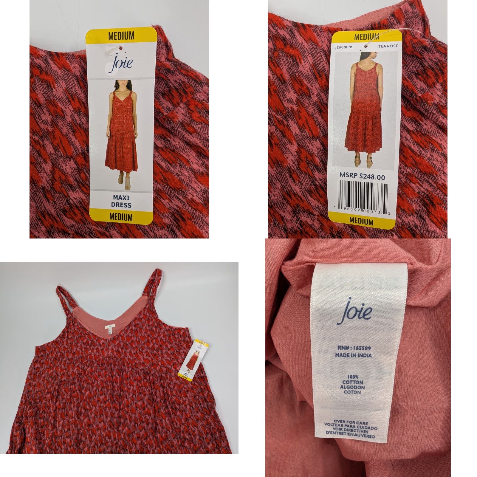 Joie NWT Joie Maxi Dress Tea Rose Sleeveless Lined Size M Cotton MSRP 48 Woman Dress M Tea Rose Maxi Joie NWT Women’s Size M / US 6-8 / IT 42-44 - 8 Thumbnail