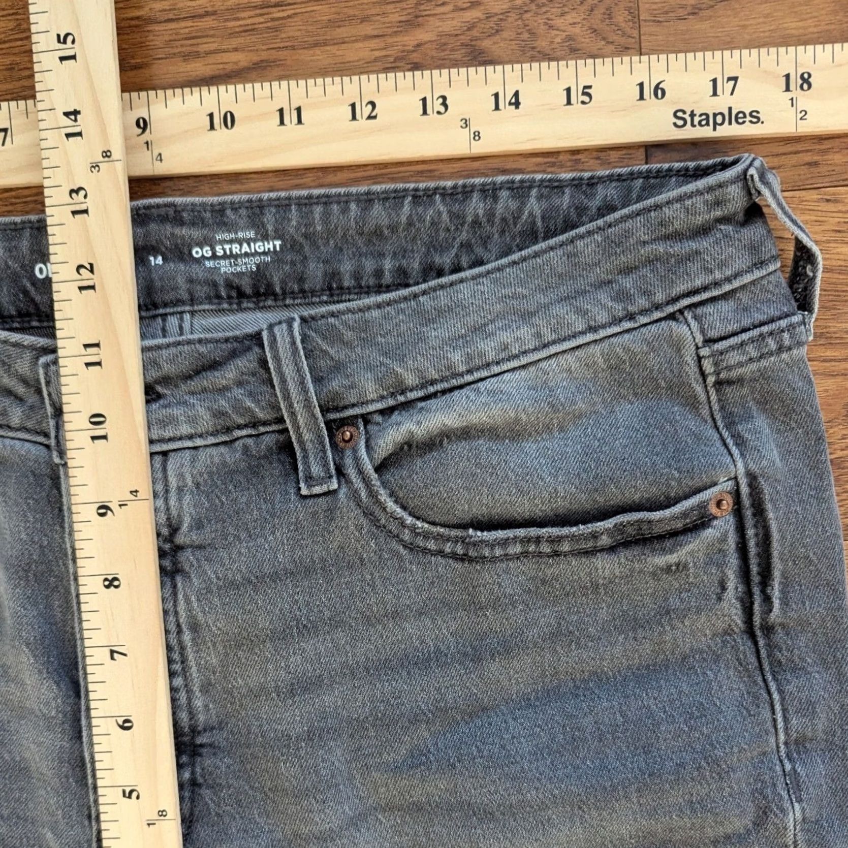 Old Navy Old Navy Women's Gray Jeans Size 14 High Rise OG Straight Pockets Size 36" / US 14 / IT 50 - 5 Thumbnail