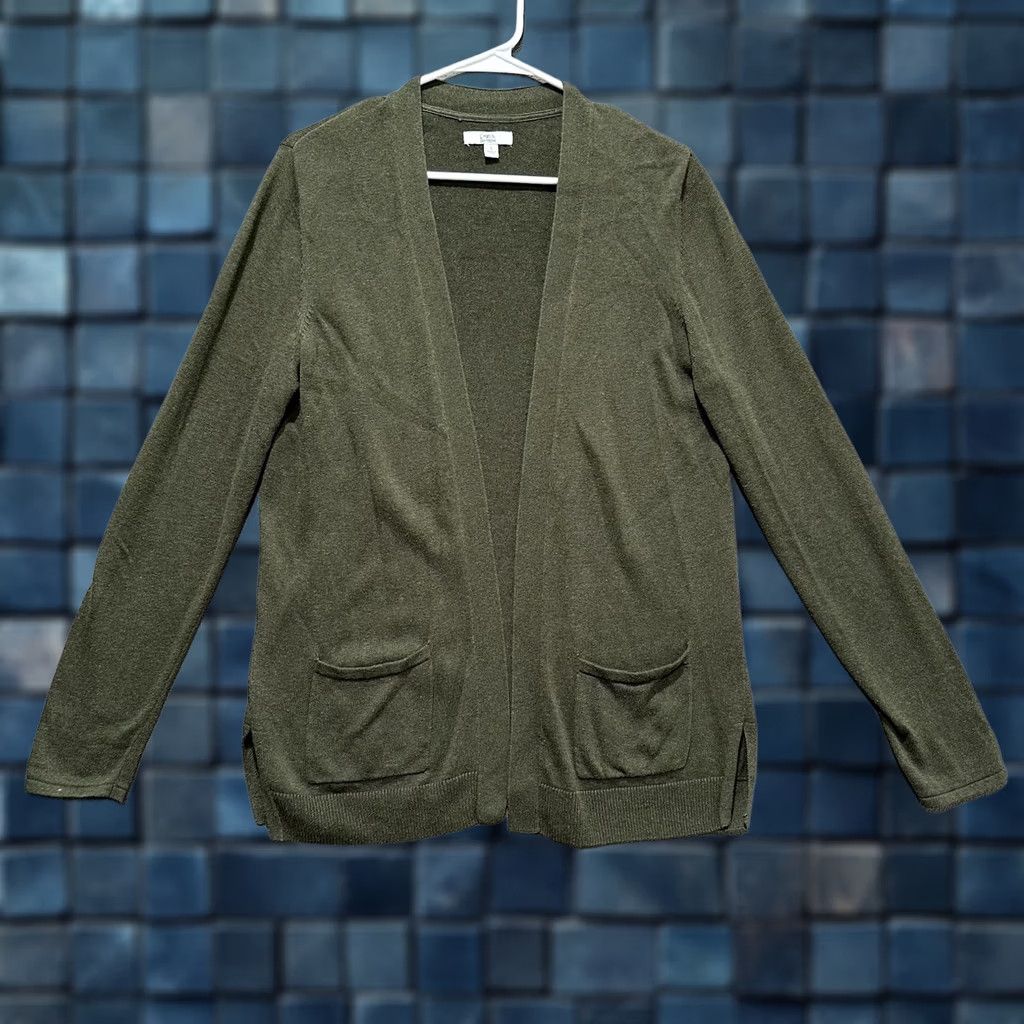 Croft & Barrow Croft Barrow Flyaway Cardigan Sweater Womens Small Olive Green Open Front Long Size S / US 4 / IT 40 - 1 Thumbnail