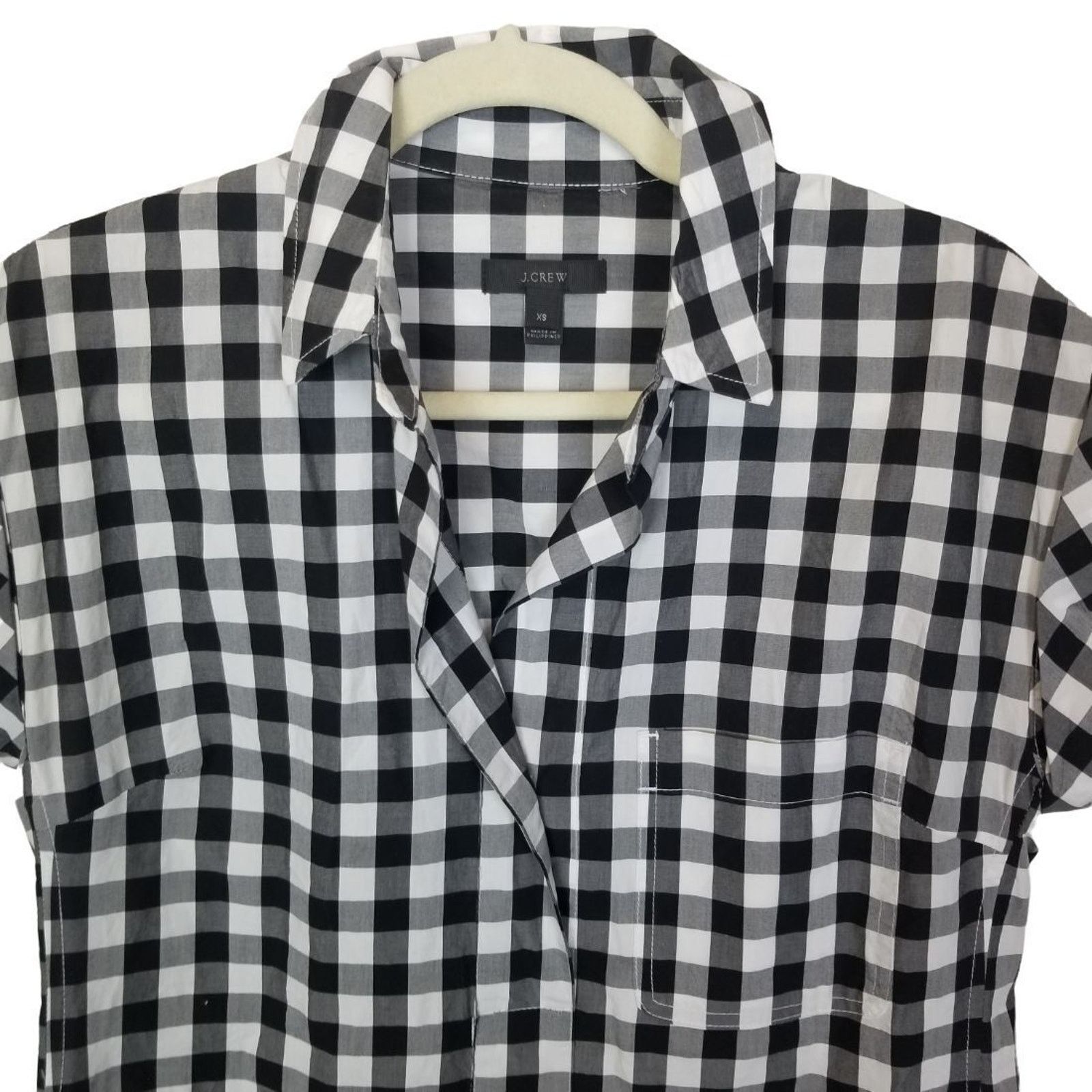 J.Crew J. Crew Womens Checkered Gingham Popover Tunic Mini Dress Size XS / US 0-2 / IT 36-38 - 3 Thumbnail