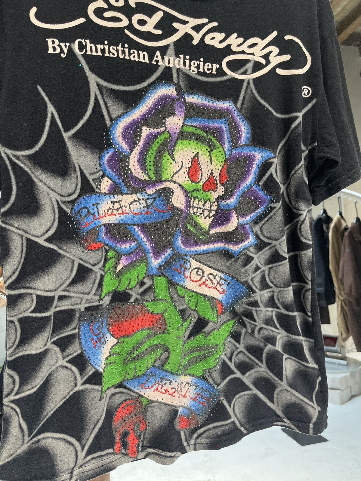 Ed Hardy ED HARDY spider web black rose death shirt Size US L / EU 52-54 / 3 - 4 Thumbnail