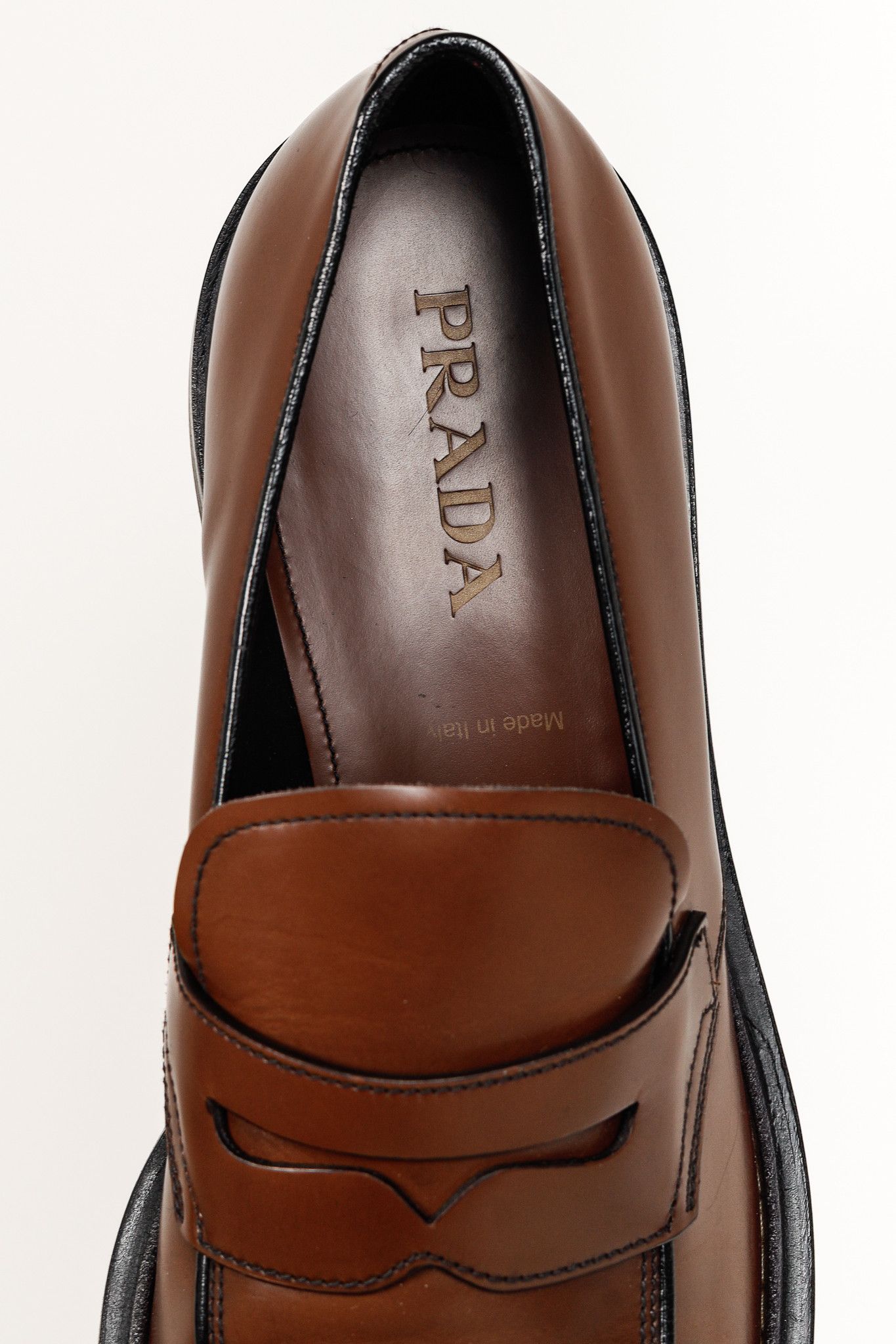 Prada Prada Bruciato Bright Calf Leather Round Toe Penny Loafers Size US 12 / EU 45 - 9 Thumbnail