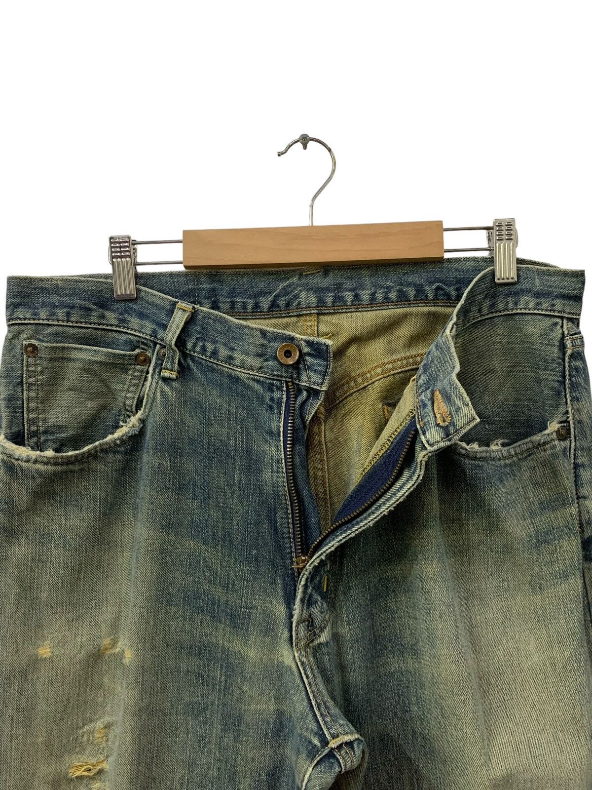 Vintage Edwin 505X Mud Wash Baggy Distressed Selvedge Jeans