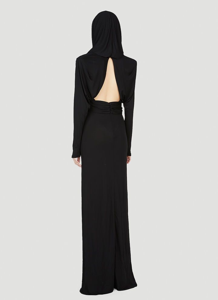 Saint Laurent Paris o1s1wg111024 Hooded Dress in Crepe Jersey in Black Size XS / US 0-2 / IT 36-38 - 4 Thumbnail