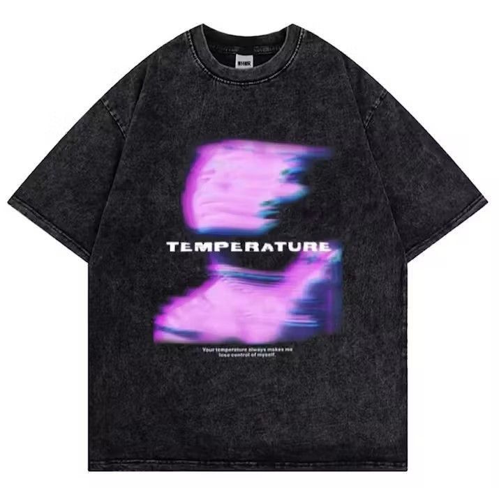 image of Heat Design Printed Vintage T Shirt in Black, Men's (Size Medium)