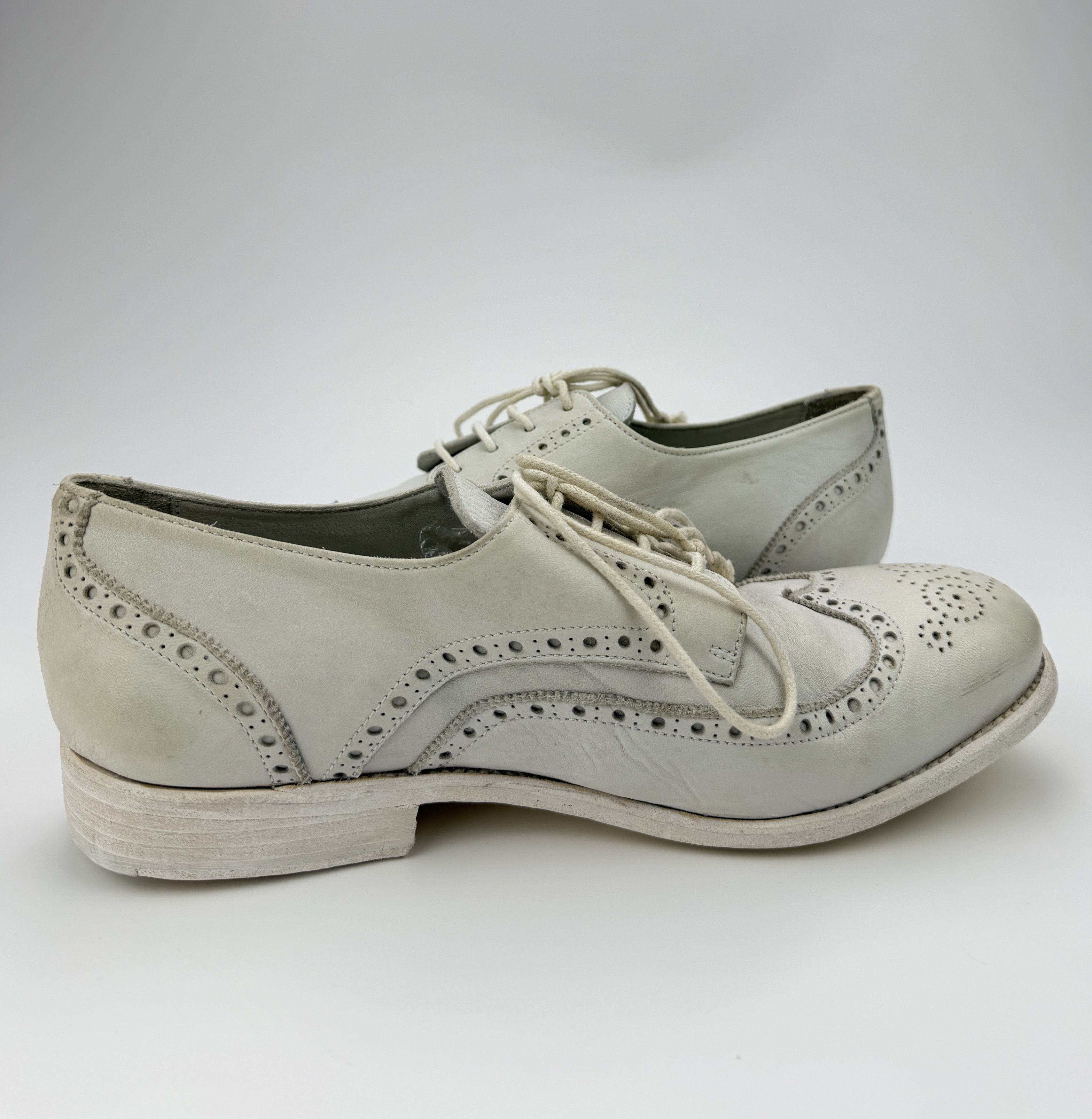 The Last Conspiracy The Last Conspiracy White Leather Painted Boots Oxford Shoes Size US 11 / EU 44 - 9 Thumbnail