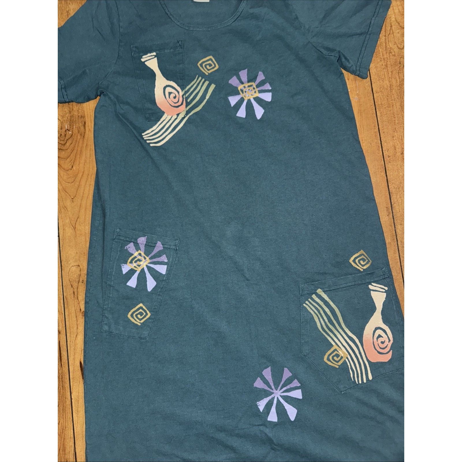 Vintage Vintage Viva City Turquoise Maxi Dress Embroidered Floral M Size M / US 6-8 / IT 42-44 - 2 Thumbnail