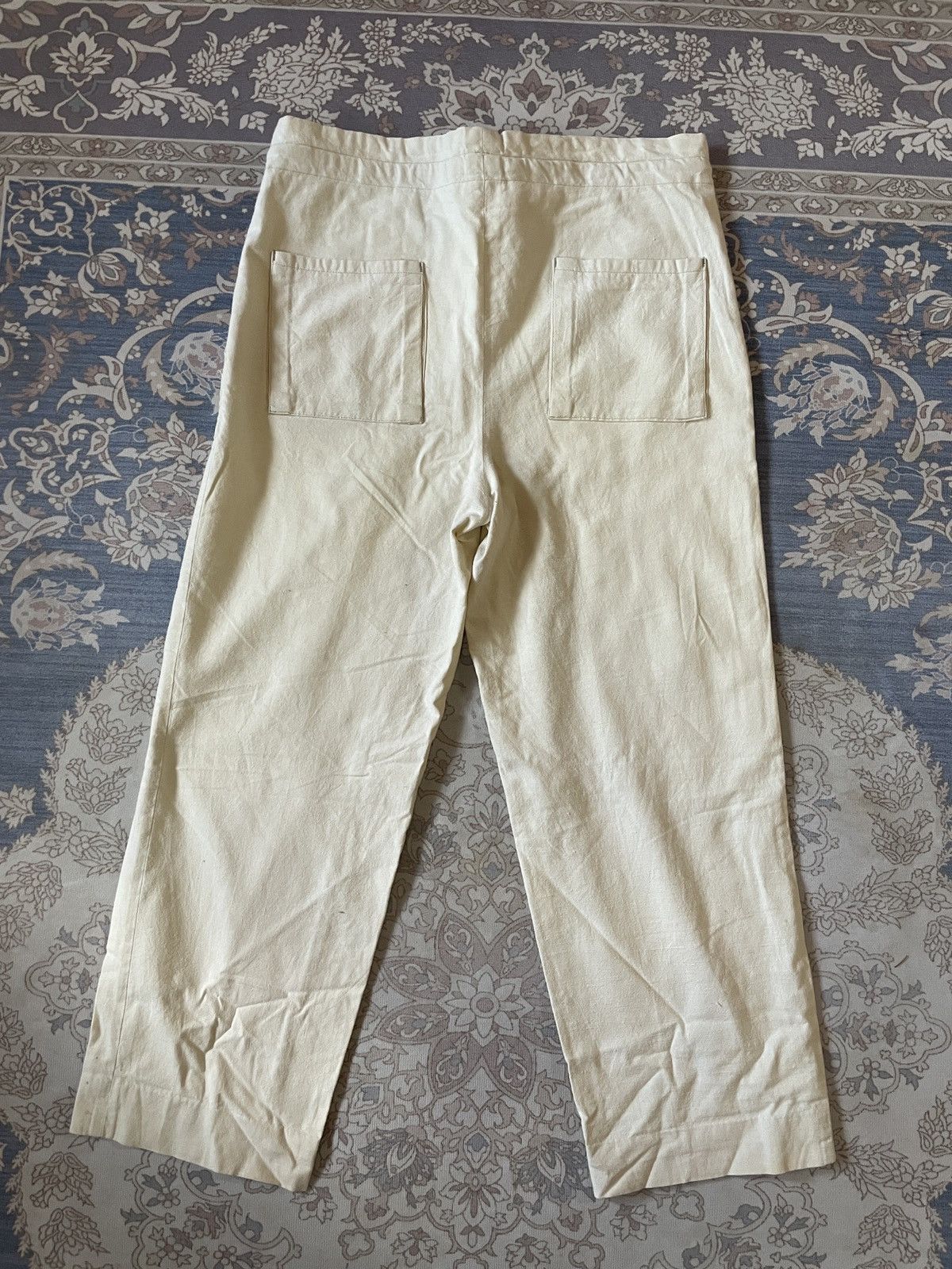 Garment Reproduction of Workers × Vetements De Sport By Wim Neels × Vintage VINTAGE ST.MARTIN DE JAZZ WHITE YELLOW PAINTED FATIGUE Size US 33 - 7 Thumbnail