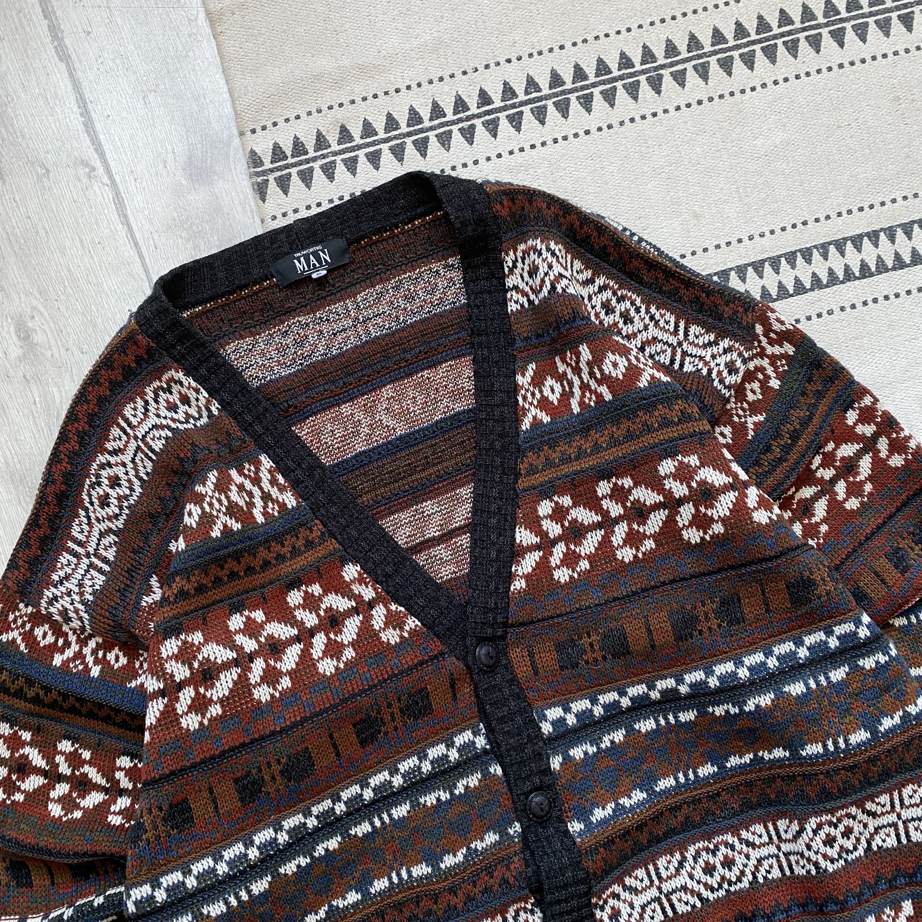 Tundra 👔 Vintage 80s-90s Cozy sweater knit multi cardigan Y2K Size US M / EU 48-50 / 2 - 2 Thumbnail
