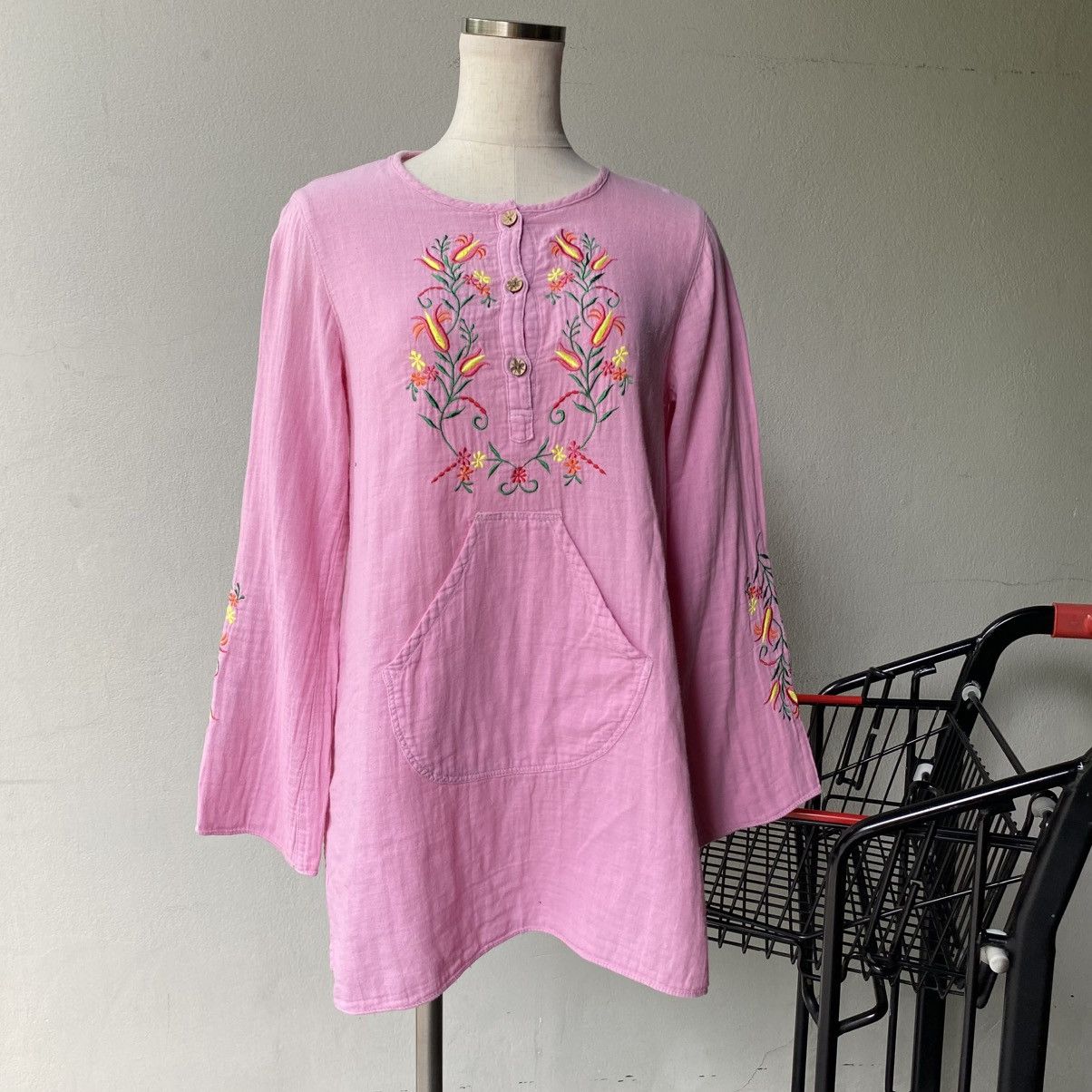 Hysteric Glamour HYSTERIC GLAMOUR Light Pink Floral Embroidered Tunic Size M / US 6-8 / IT 42-44 - 1 Thumbnail