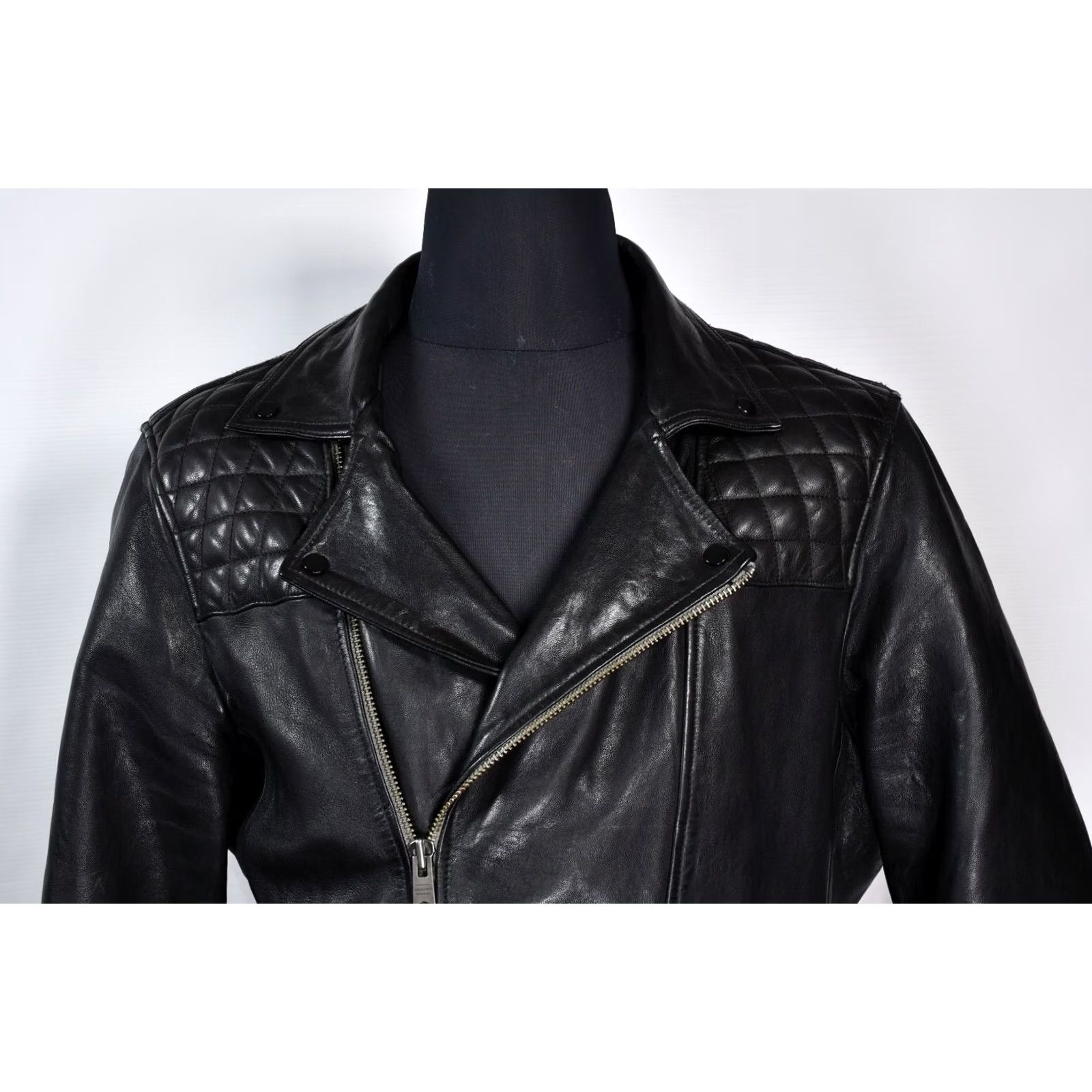 Allsaints All Saints Conroy Jacket Mens XXL Leather Biker Zip Black 100% Lamb Leather Vintage No? Size US XXL / EU 58 / 5 - 6 Thumbnail