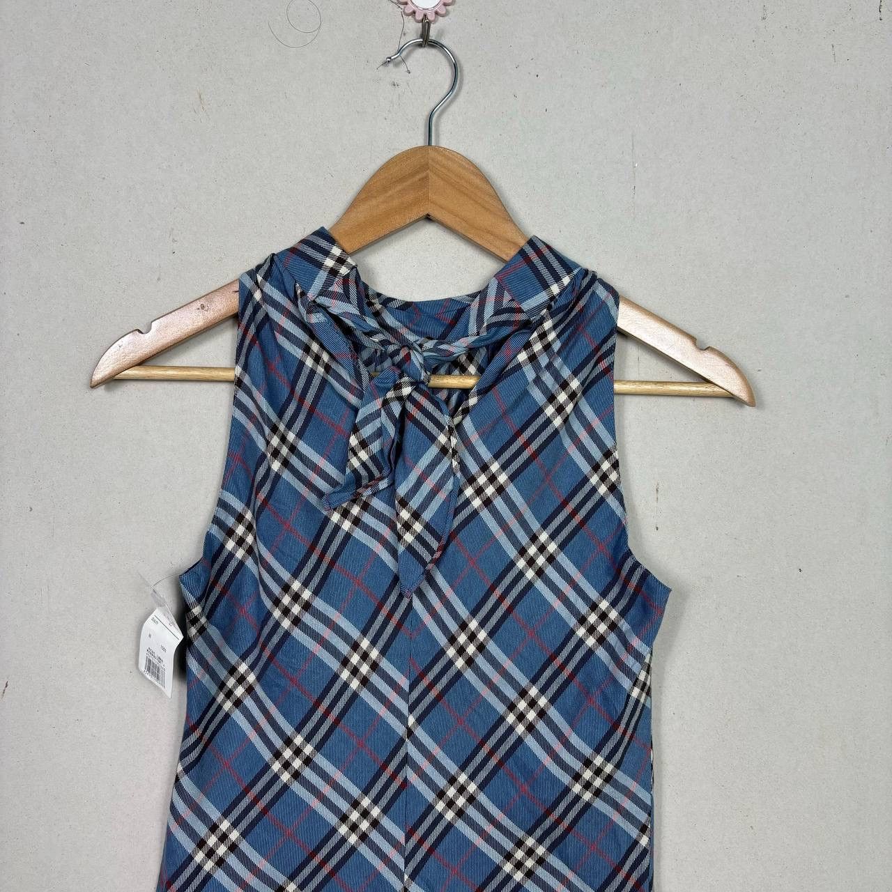 Burberry NWT Burberry Blue Label Plaid Tie Neck Top Size 36 Y2K Japan Size S / US 4 / IT 40 - 4 Thumbnail