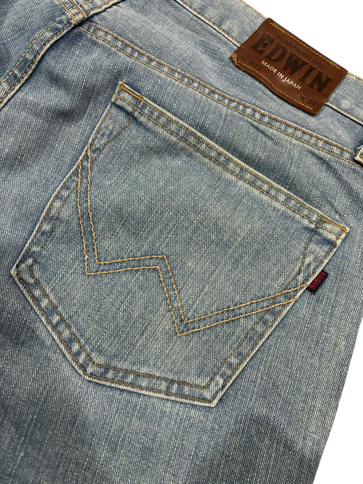 Edwin × Japanese Brand Vintage Y2k Edwin 403 Faded Stretch Straight Cut Jeans Size US 36 / EU 52 - 6 Thumbnail