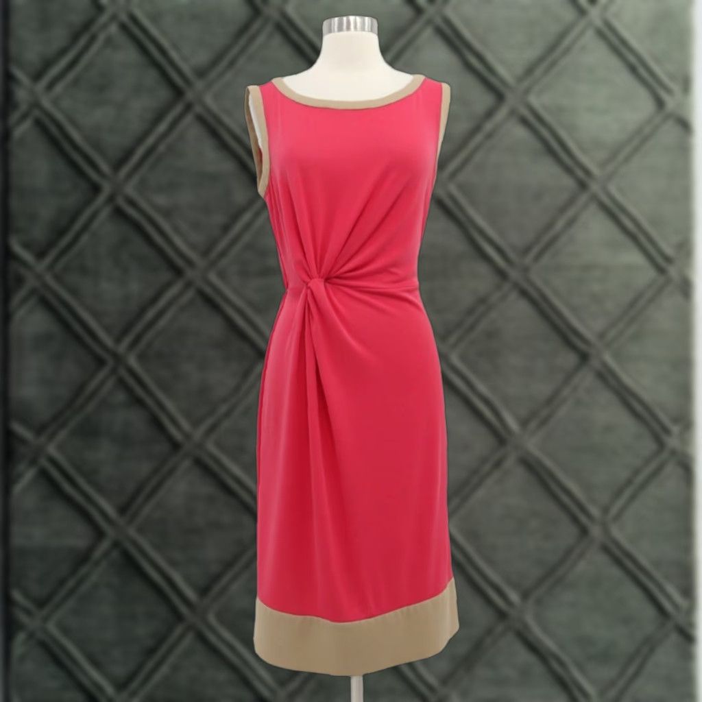 Philosophy Di Alberta Ferretti Dress Women US6 Knot Front Coral Red Stretch I42