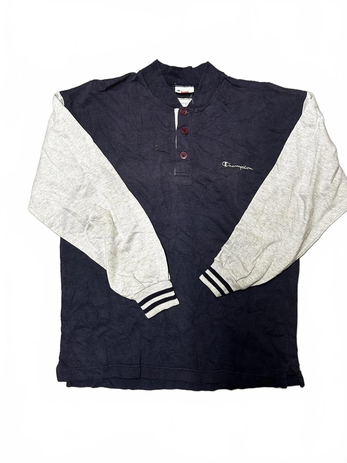 Champion Champion Long Sleeve Polo Shirt - Navy and Grey Size US M / EU 48-50 / 2 - 2 Thumbnail