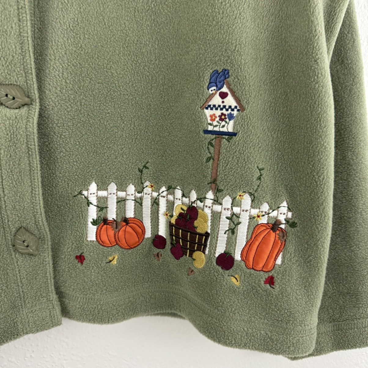 Croft & Barrow CROFT & BARROW Vintage Green Grandma Fall Fleece Cardigan Size XL / US 12-14 / IT 48-50 - 6 Thumbnail