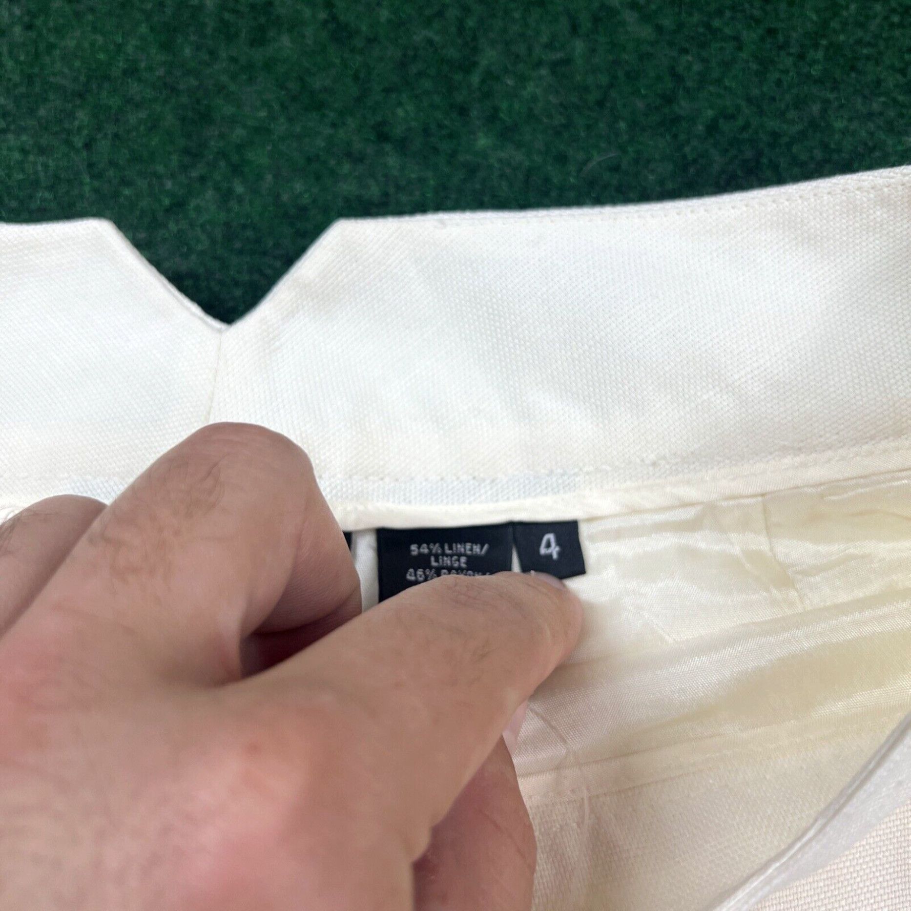 Vintage Dana Buchman Womens Pants size 4 Ivory Linen Blend Lined Pockets New 29x32 $250 Size 27" / US 4 / IT 40 - 7 Thumbnail