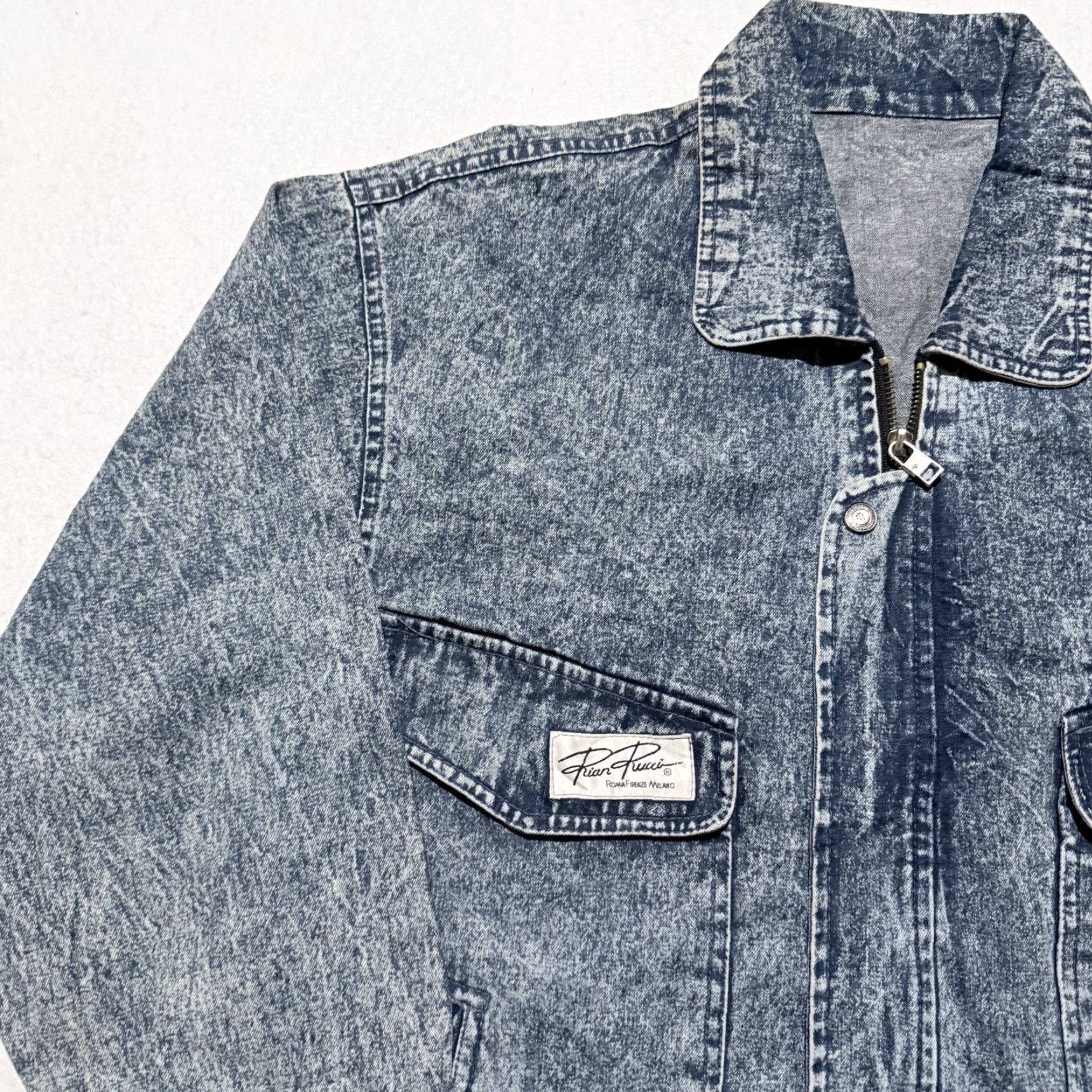 Denime VINTAGE Pian Pucci Trucker Jacket Men Blue Acid Wash Denim Full Zip Classic XL Jacket Size US XL / EU 56 / 4 - 5 Thumbnail