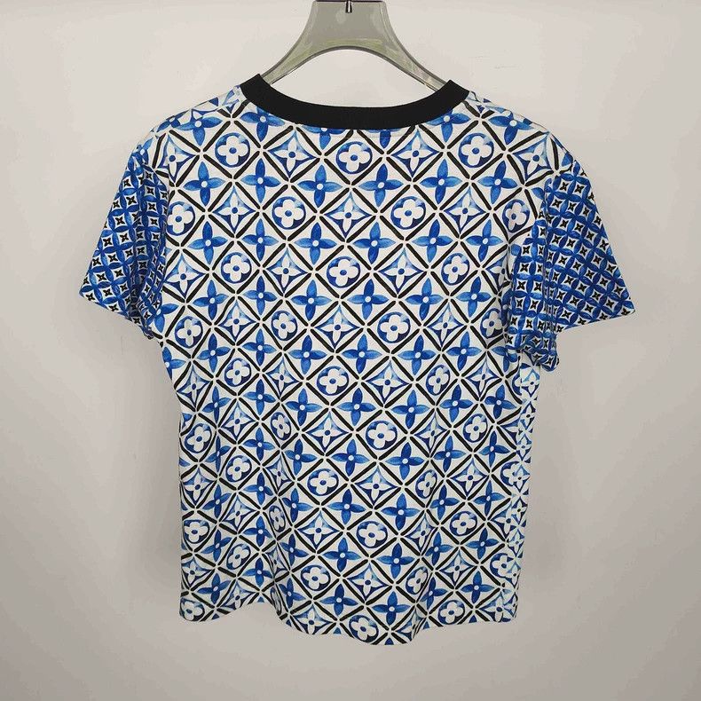 Louis Vuitton Louis Vuitton Blue flower full print short sleeve Size XS / US 0-2 / IT 36-38 - 2 Thumbnail