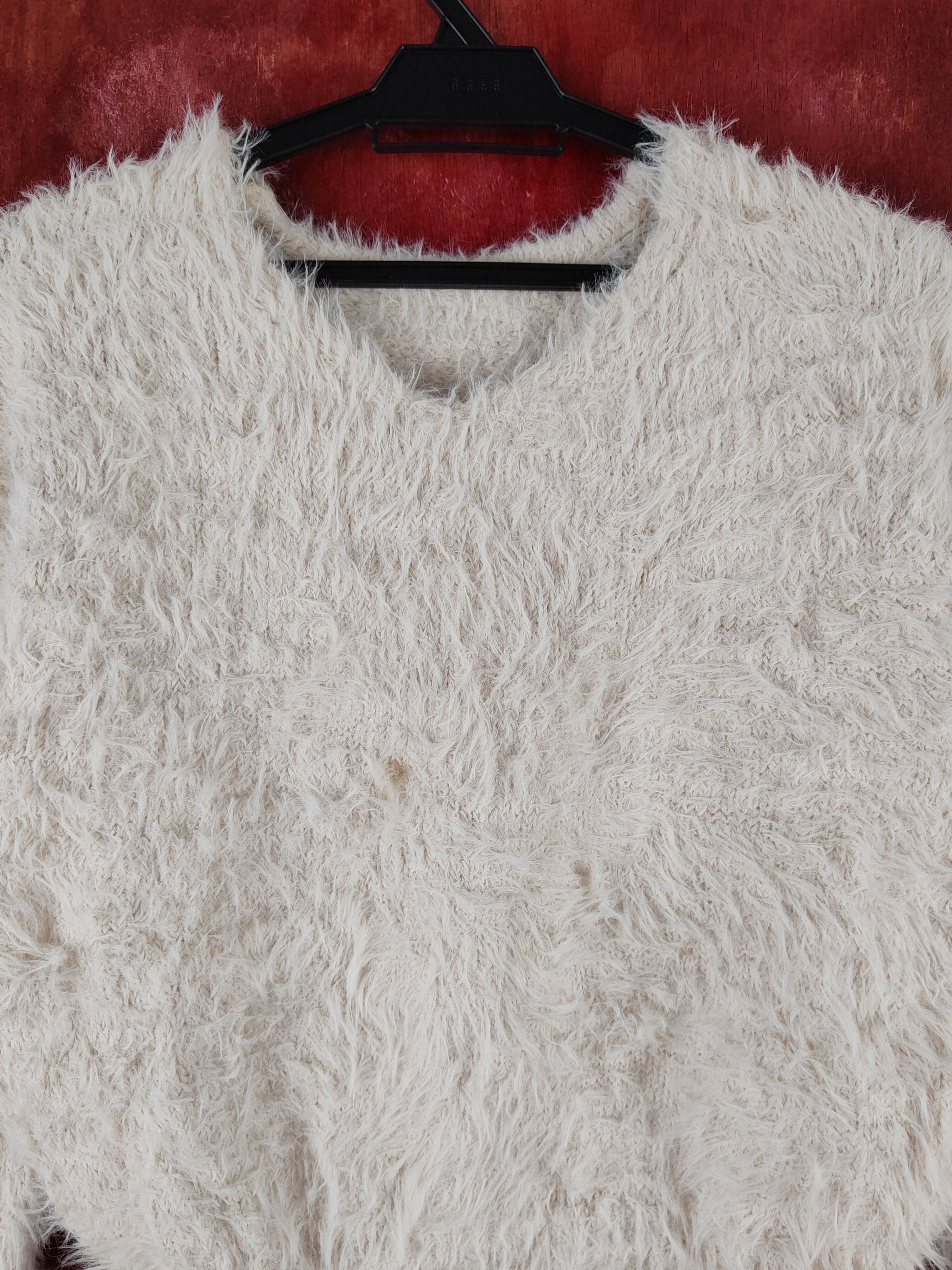 GU GU Cream Shag Shaggy Fur Mohair Knitwear #S2181 Size S / US 4 / IT 40 - 2 Thumbnail